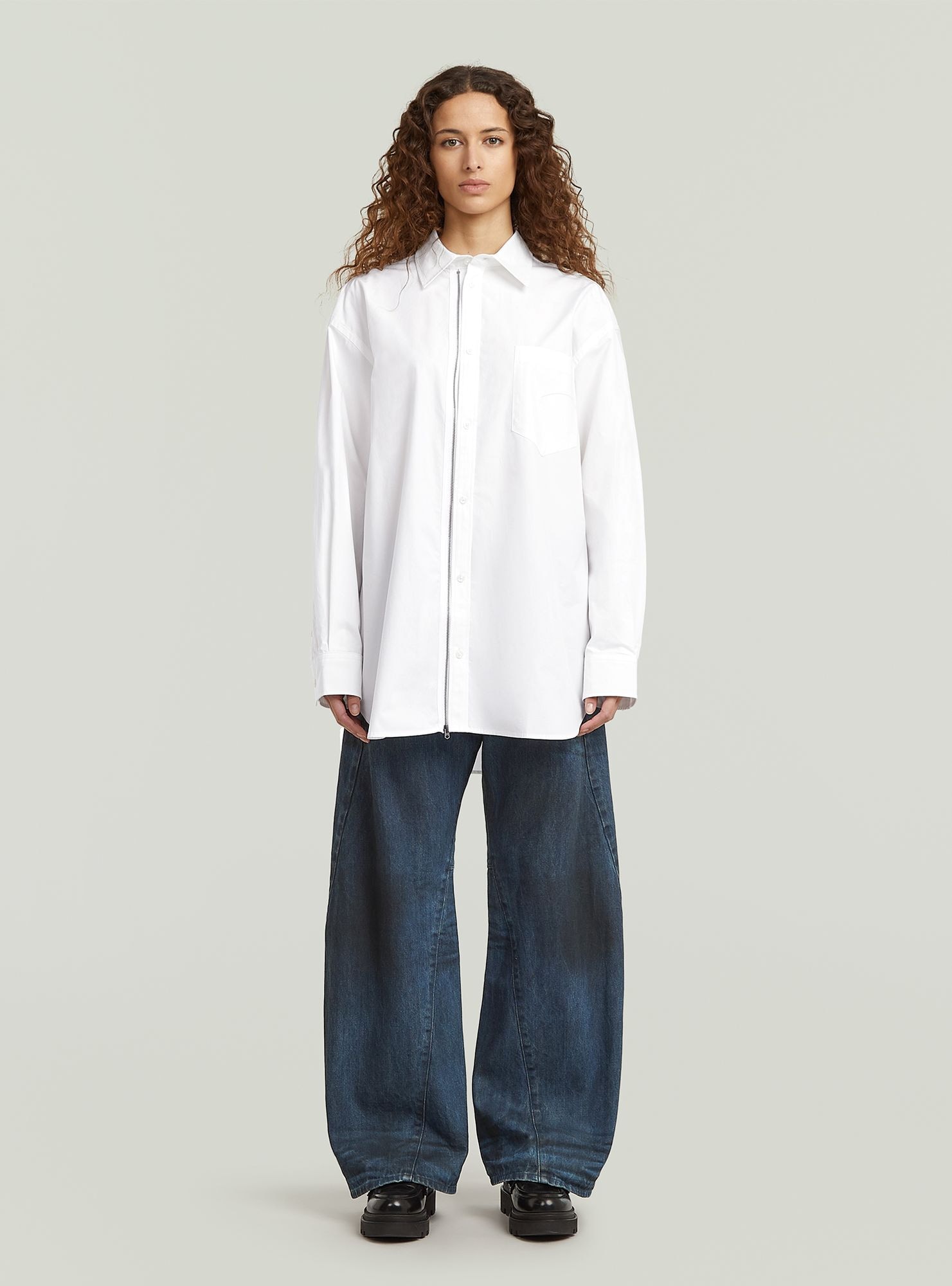 G-STAR Langarmshirt »Oversized Zip Popeline-Hemd«
