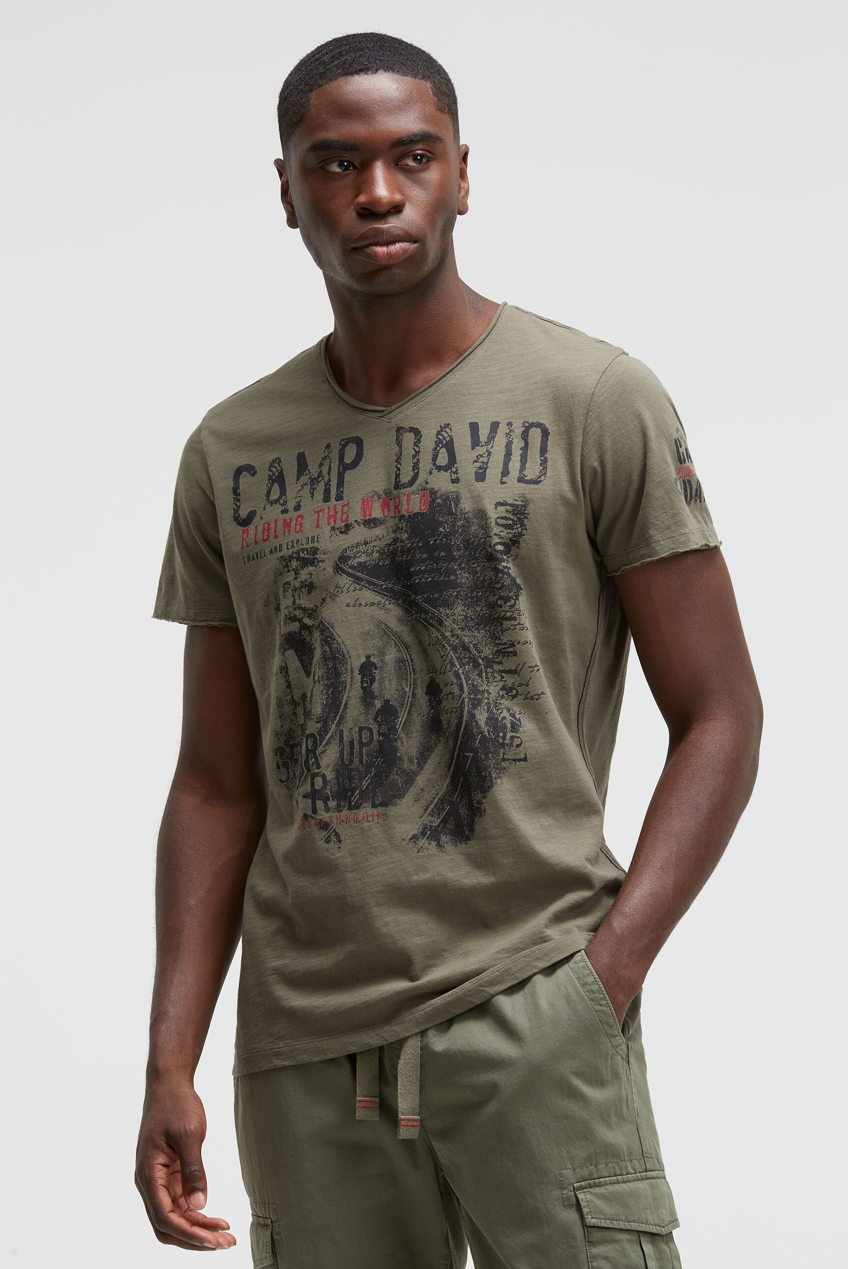CAMP DAVID V-Shirt, mit offenen Kanten günstig online kaufen