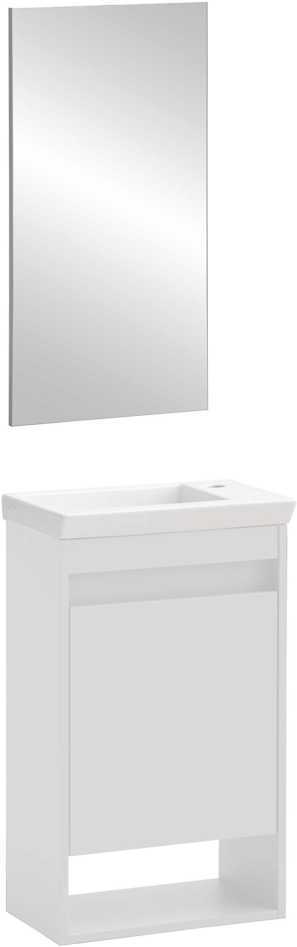 Badezimmer-Set WELLTIME, B:85,5cm H:158cm T:30,5cmmattweiß, FSC-zertifizierter Holzwerkstoff, Kastenmöbel-Sets, "Avio Badezimmer-Set", Made in Germany