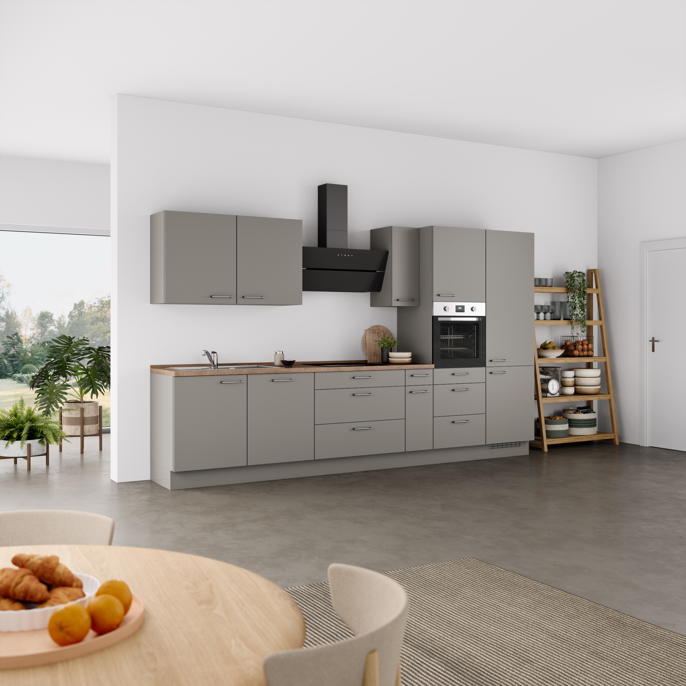 nobilia® Küchenzeile »"Laser II"«, vormontiert, Ausrichtung wählbar, Breite 360 cm, wahlw. mit E-Geräten