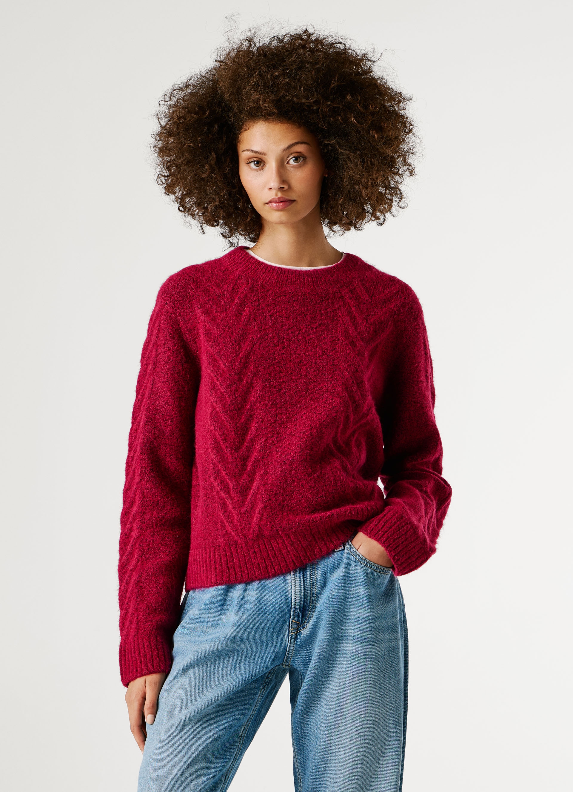 Pepe Jeans Strickpullover mit Zopfmuster und Woll-Anteil günstig online kaufen