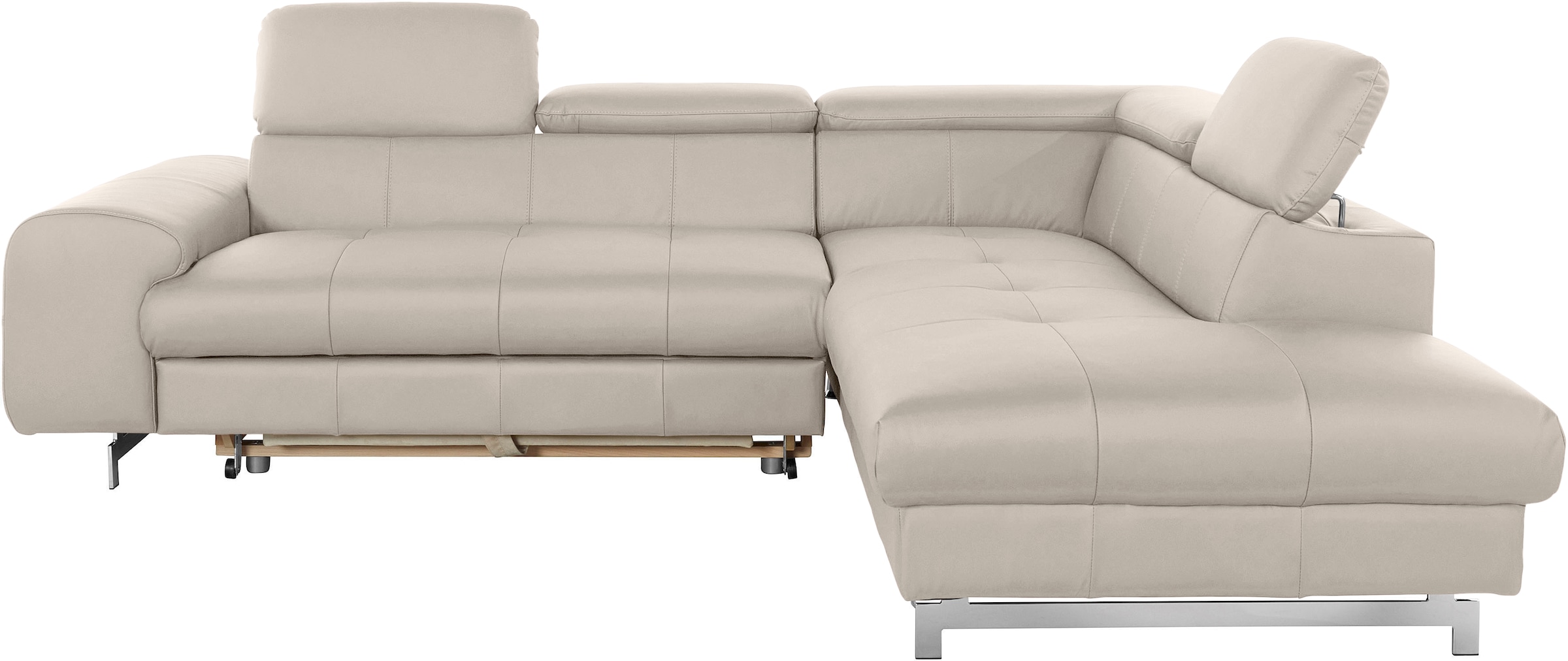 COTTA Ecksofa »Chef L-Form«, mit Kopfteilverstellung, edle Metallkufen, wahlweise mit Bettfunktion