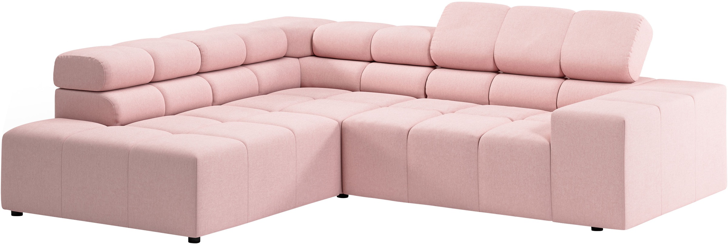 Ecksofa HOME AFFAIRE "Ancona, incl. Kopfteilverstellung + 3 Zierkissen, L-Form, Breite 249cm", rosa (rosé), B:249cm H:70cm T:215cm, 100% Polyester, Sofas, Ecksofa, wahlweise motorische Sitztiefenverstellung, B/T(H: 249/215/70 cm 8