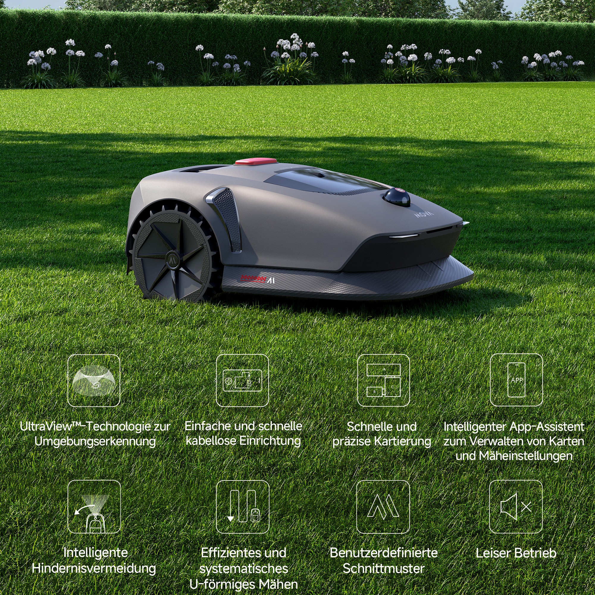 Mova Rasenmähroboter »»MOVA 600 Kit« inkl. 5.Ah Zusatz-Akku & Ersatzklingen« mit Ladestation, 5.Ah Zusatz-Akku und Ersatzklingen,   längere Laufzeit & reduzierte Ladezyklen durch 5.Ah. Zusatz-Akku