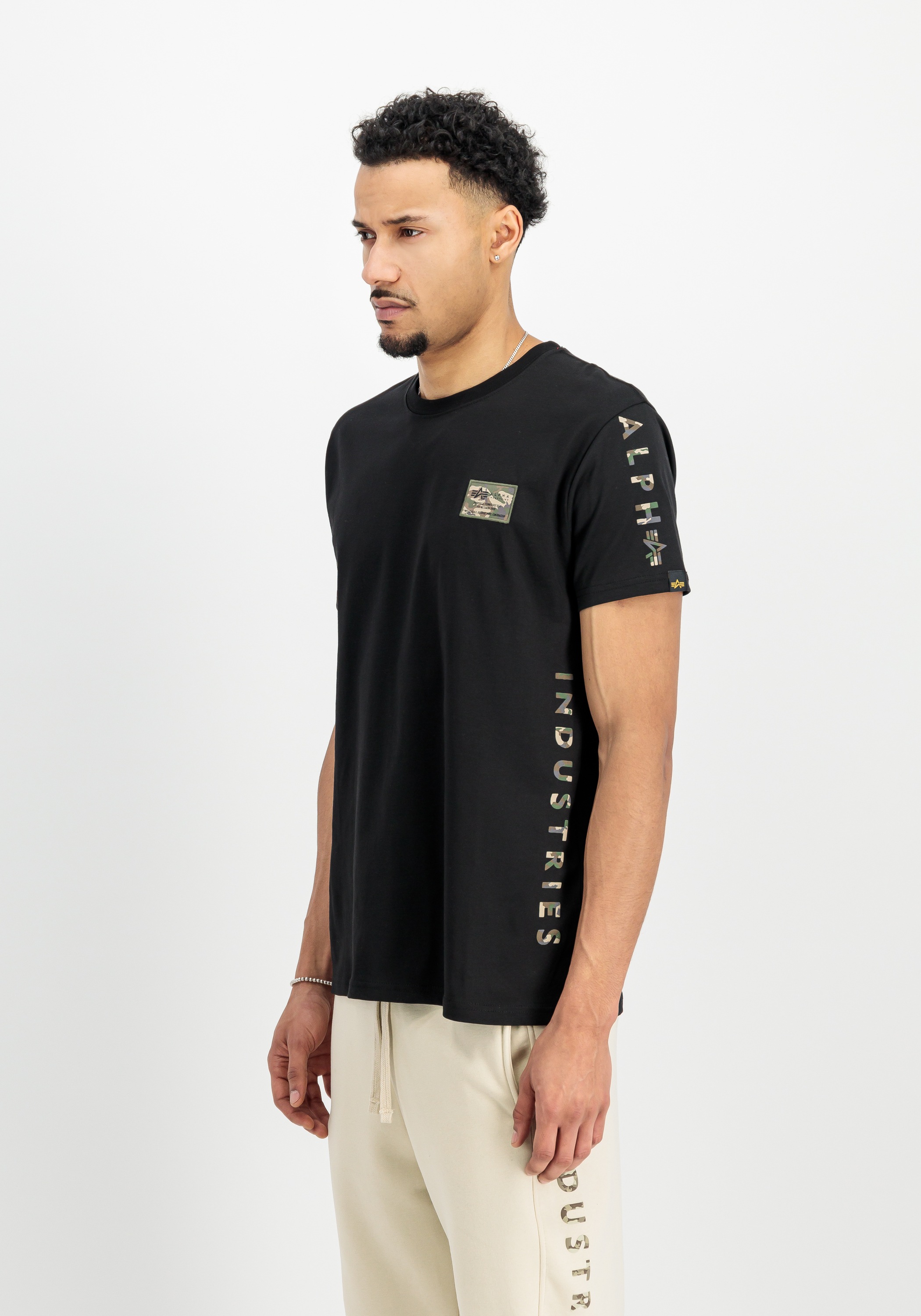 Alpha Industries Camo Sleeve T-Shirt Black 3XL 3