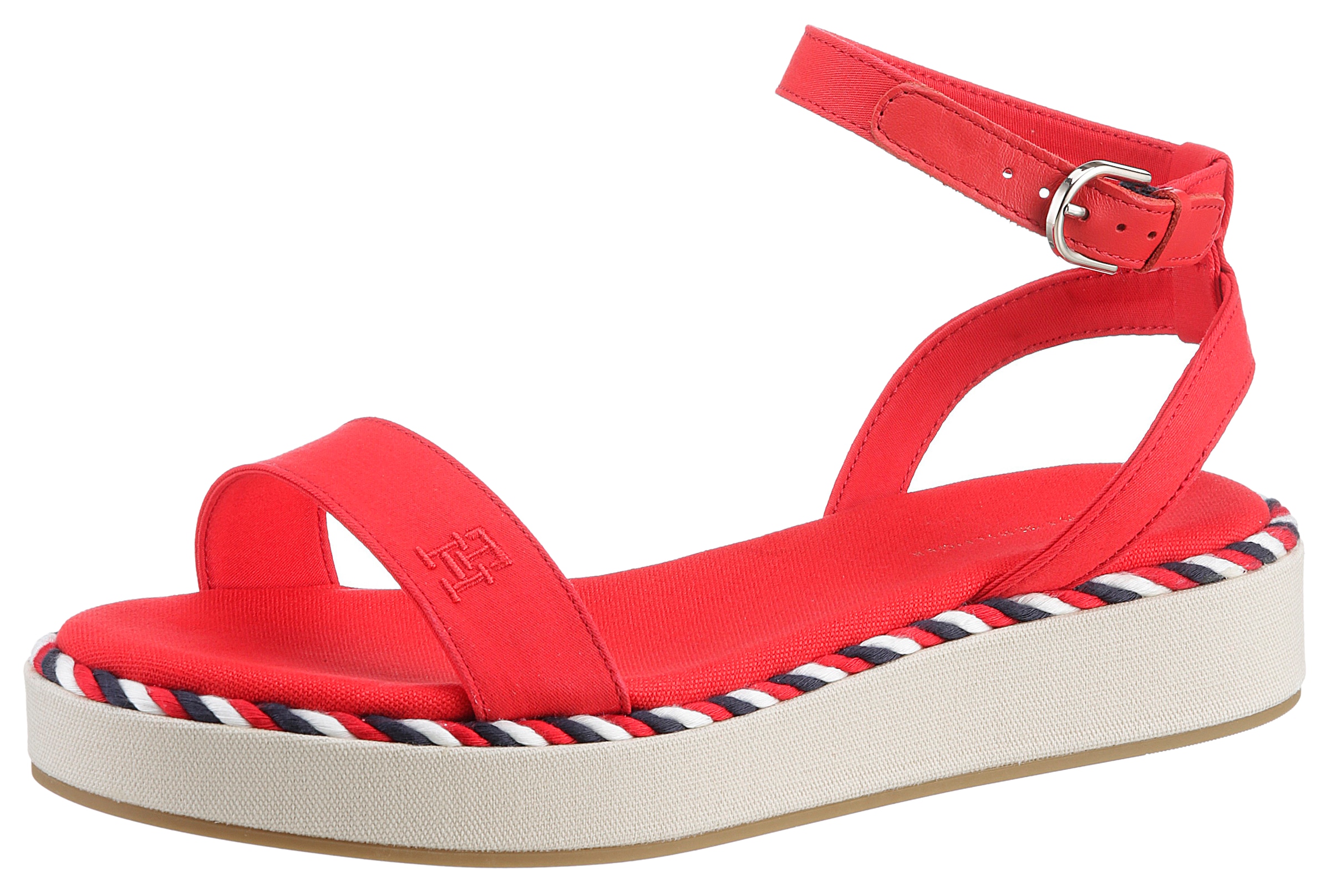 Tommy Hilfiger Riemchensandale »ROPE FLATFORM«, mit verstellbarer Schnalle