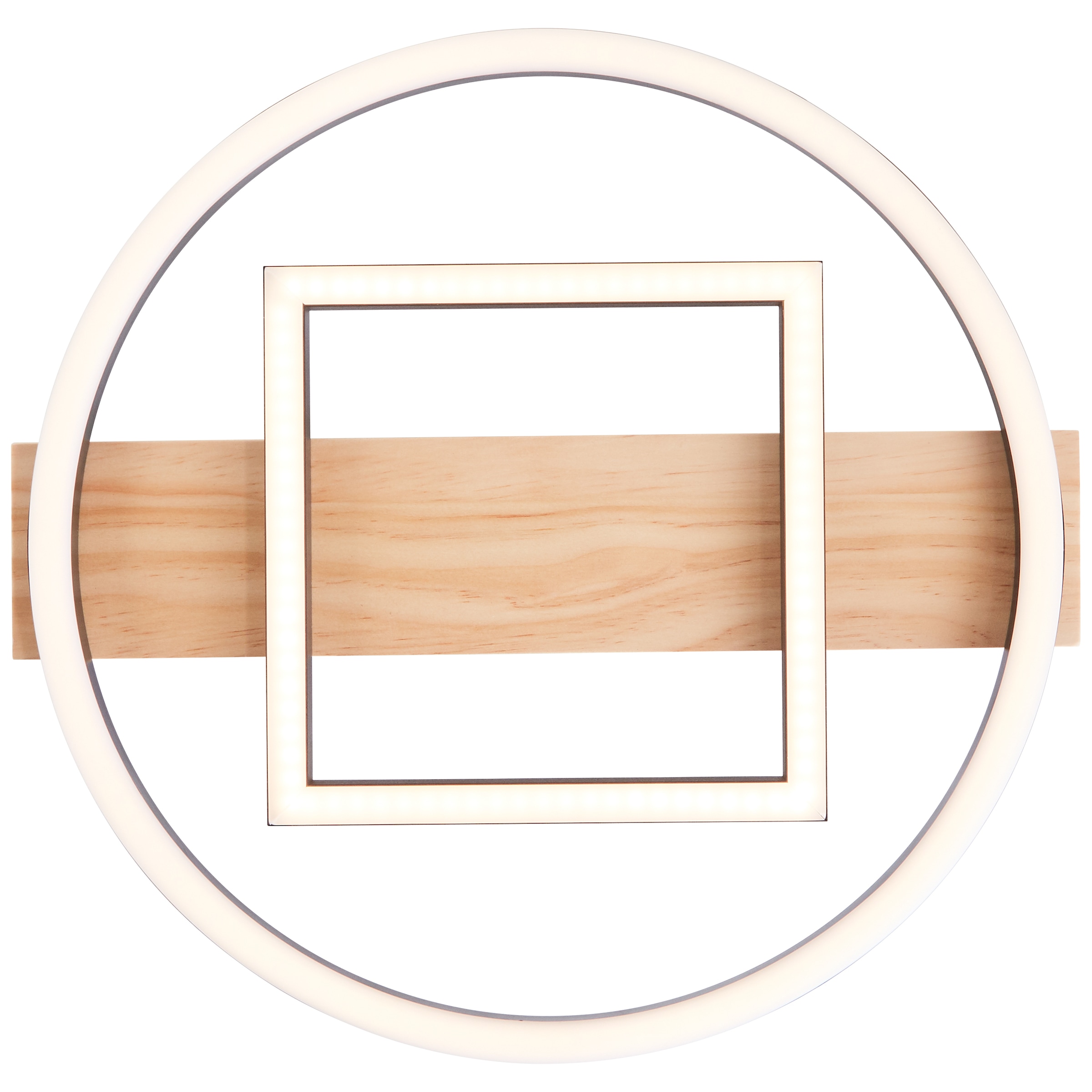 BreLight LED Deckenleuchte »Maureen«, mit Holzakzent, 37 x 37 cm, 2500 lm, 3000 K warmweiß, Holz/Metall