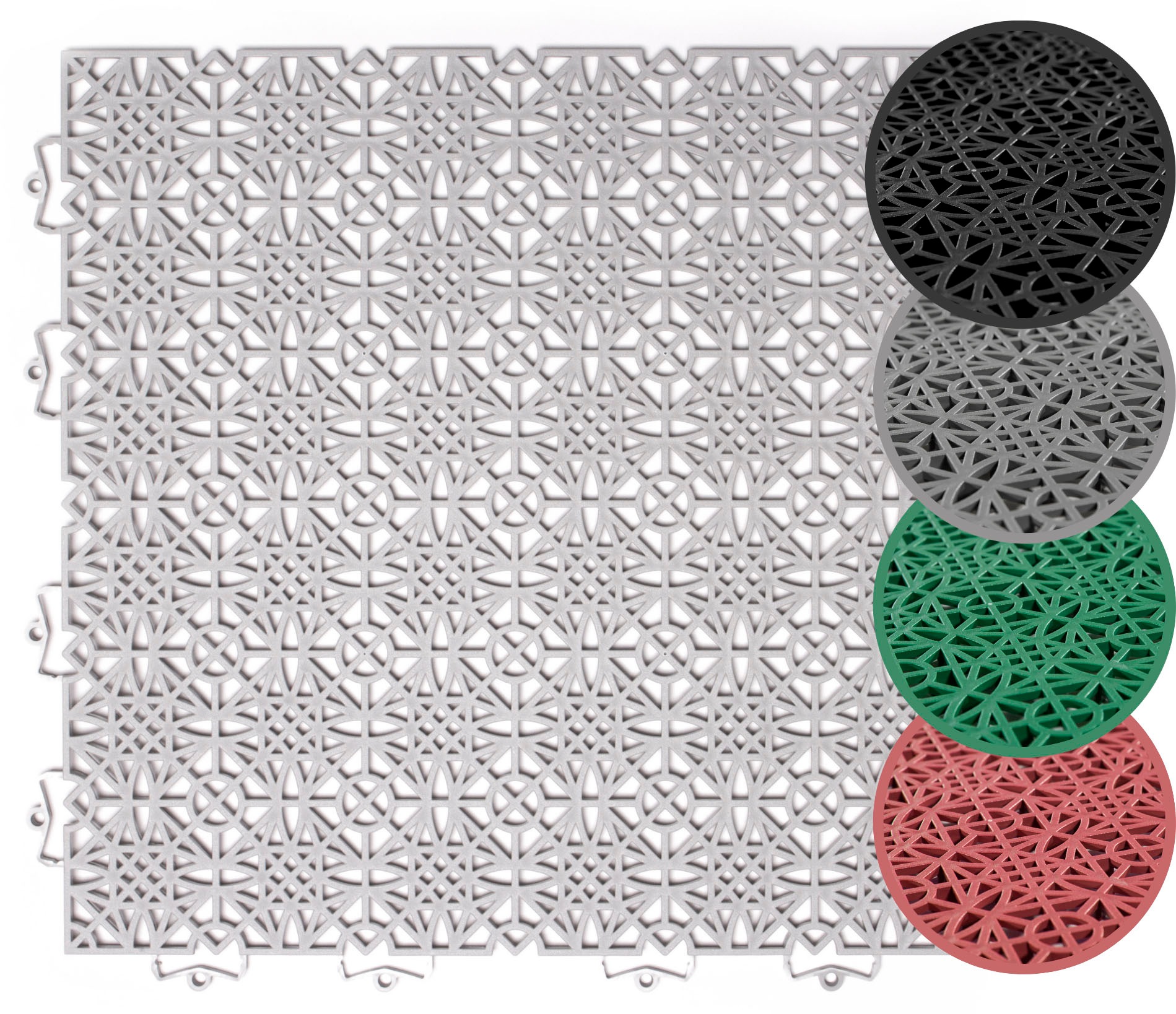 Kunststoff-Fliesen ANDIAMO, B:380mm L:380mm, grau, Polypropylen (PP), Hartbodenbeläge, "Terrassenfliesen Terra Sol, Made in Swiss", Outdoor