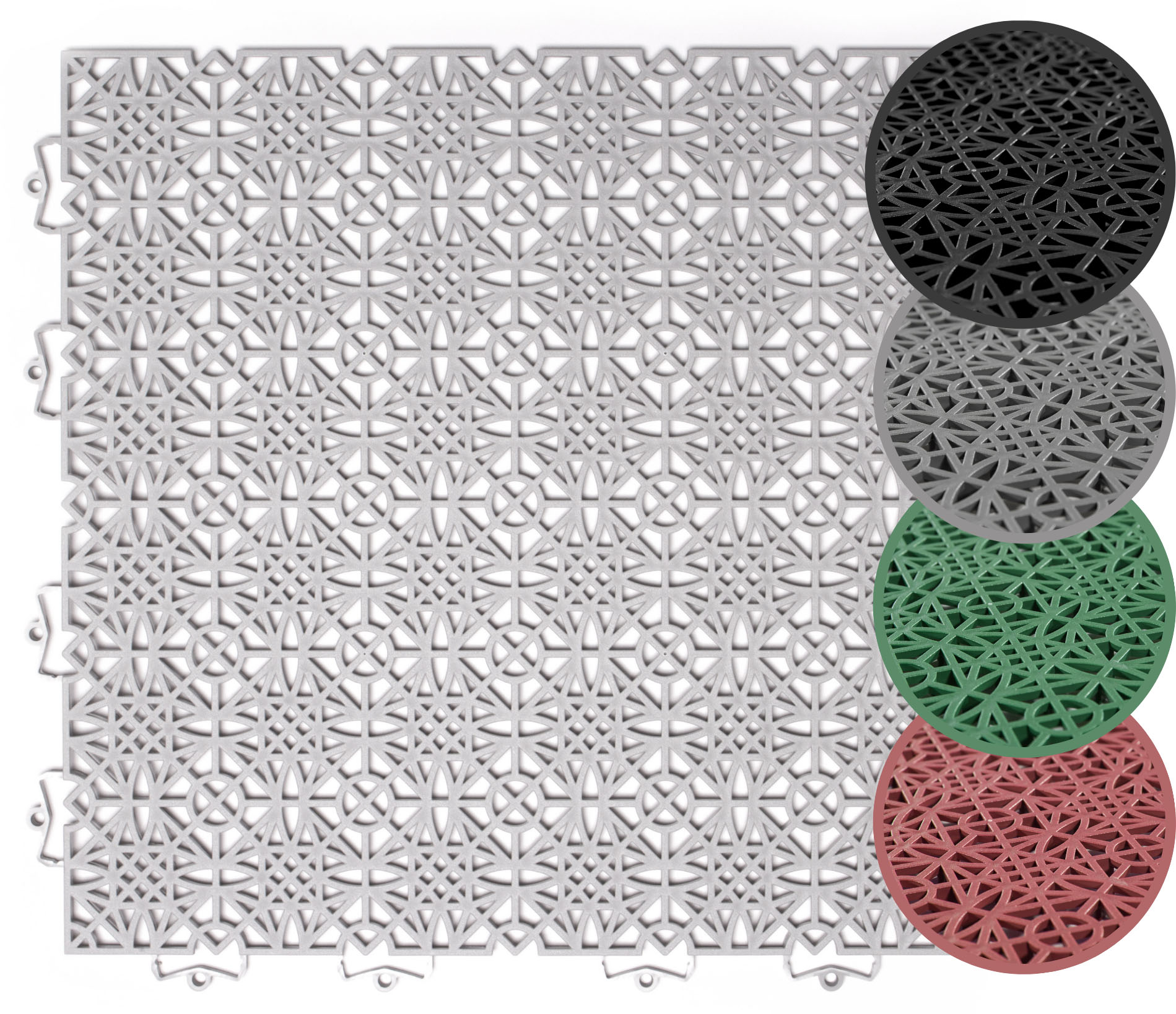 Kunststoff-Fliesen ANDIAMO, B:380mm L:380mm, grau, Polypropylen (PP), Balkon, Hartbodenbeläge, "Terrassenfliesen Terra Sol, Made in Swiss", Outdoor
