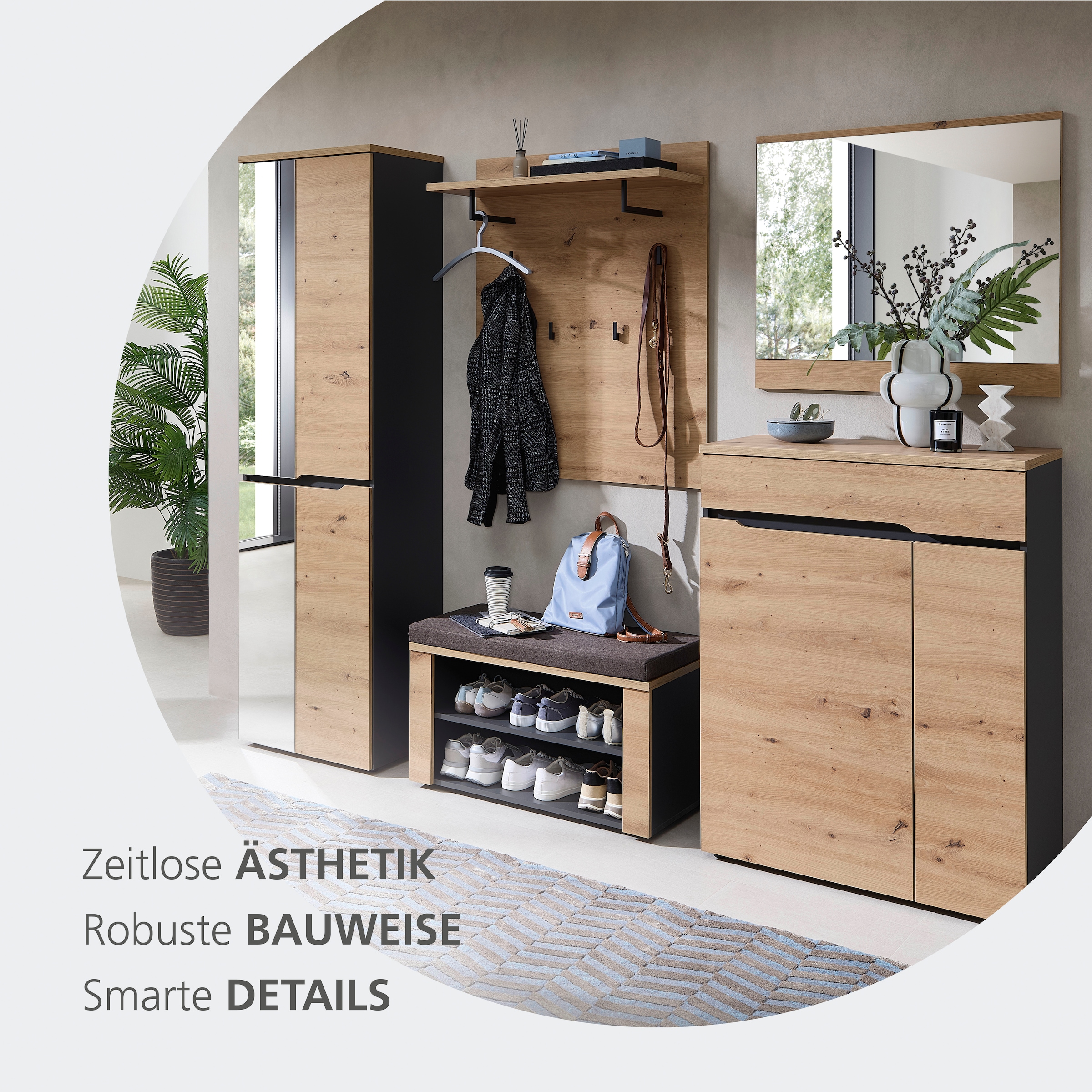 OTTO home Regal »Fargo Garderobenpaneel, 80x100x30cm (B/H/T)« 1 Stk. tlg. 4 Haken, Ablage, Kleiderstange