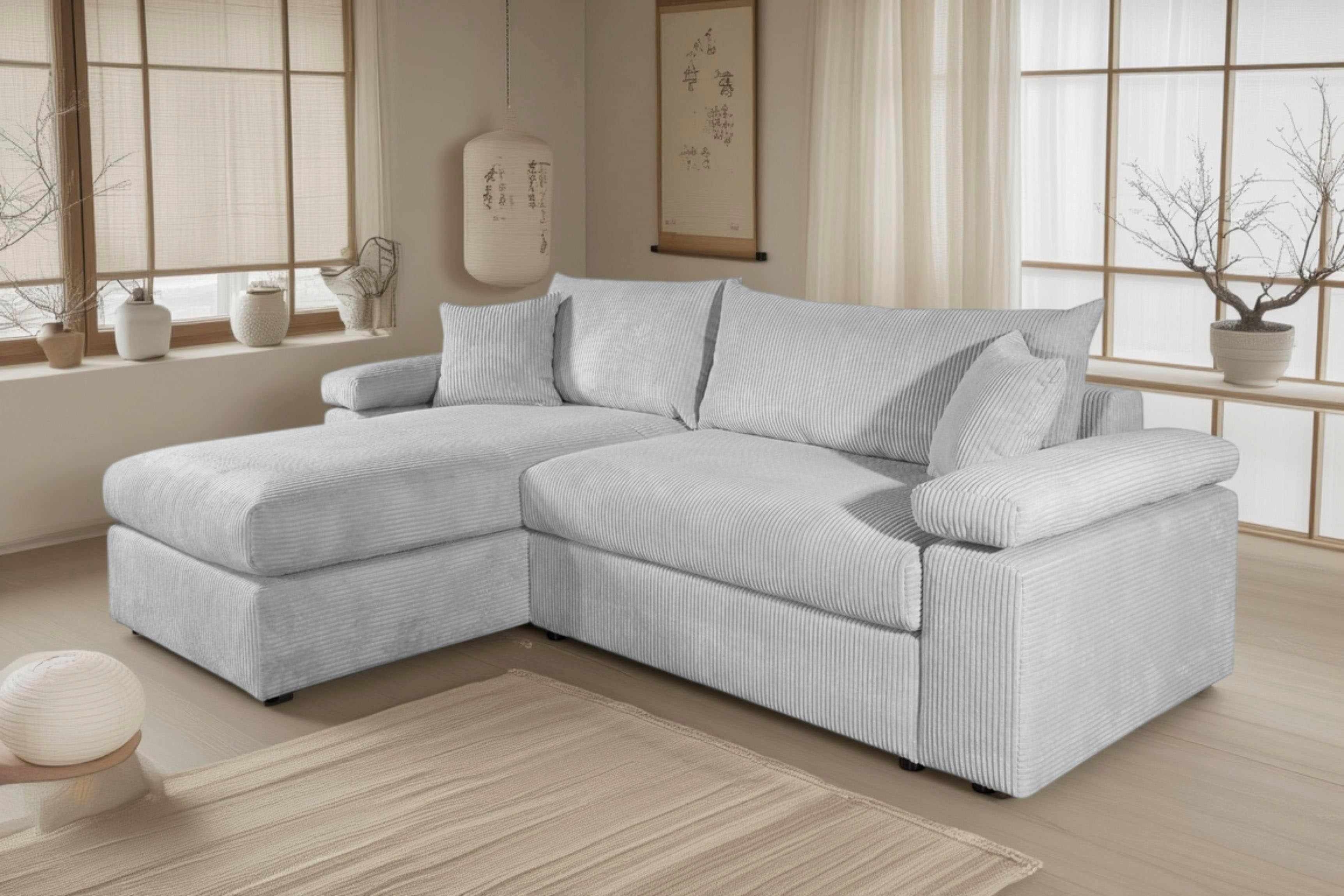 OTTO home "Cosy L-Form, B: 234 cm, Sitzaufbau im Sandwich-Federkern" 2 Zierkissen, Mega-Sofa, Cord oder Struktur weich, Kaltschaumauflage