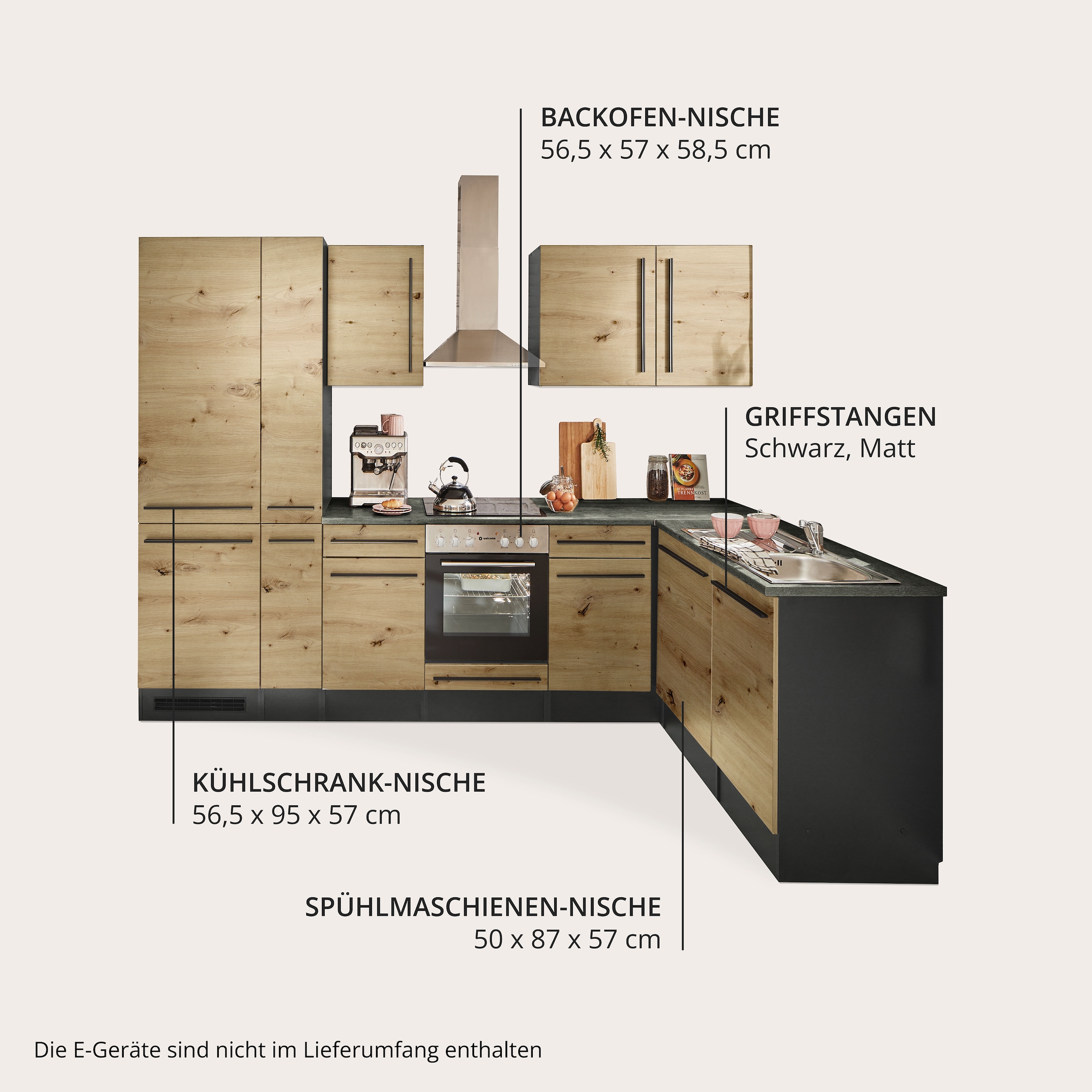 BASIC by Balculina Winkelküche »Jazz« Stellbreite 310x175 cm, wahlweise mit E-Geräten