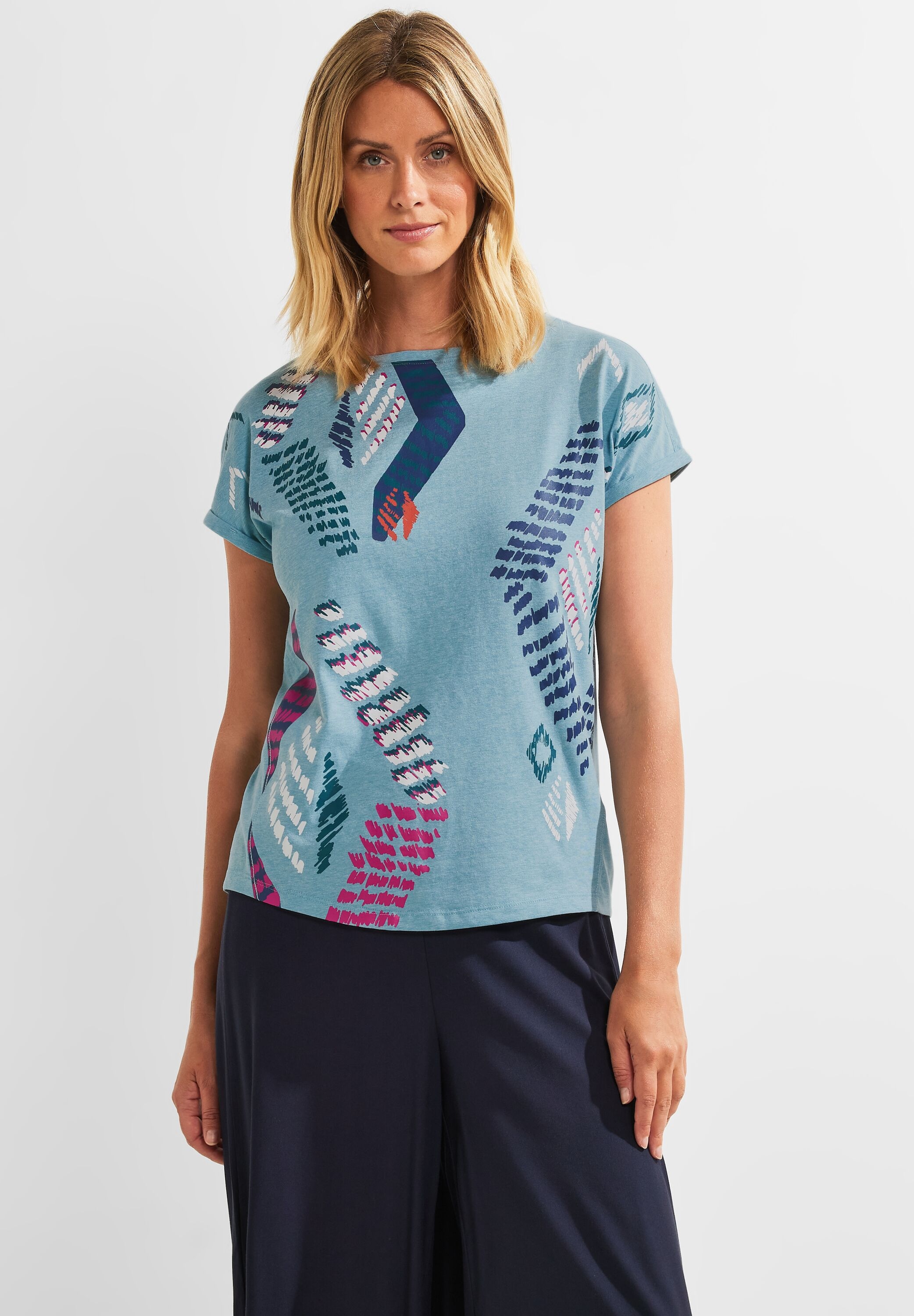Materialmix BAUR T-Shirt, aus softem | kaufen Cecil online