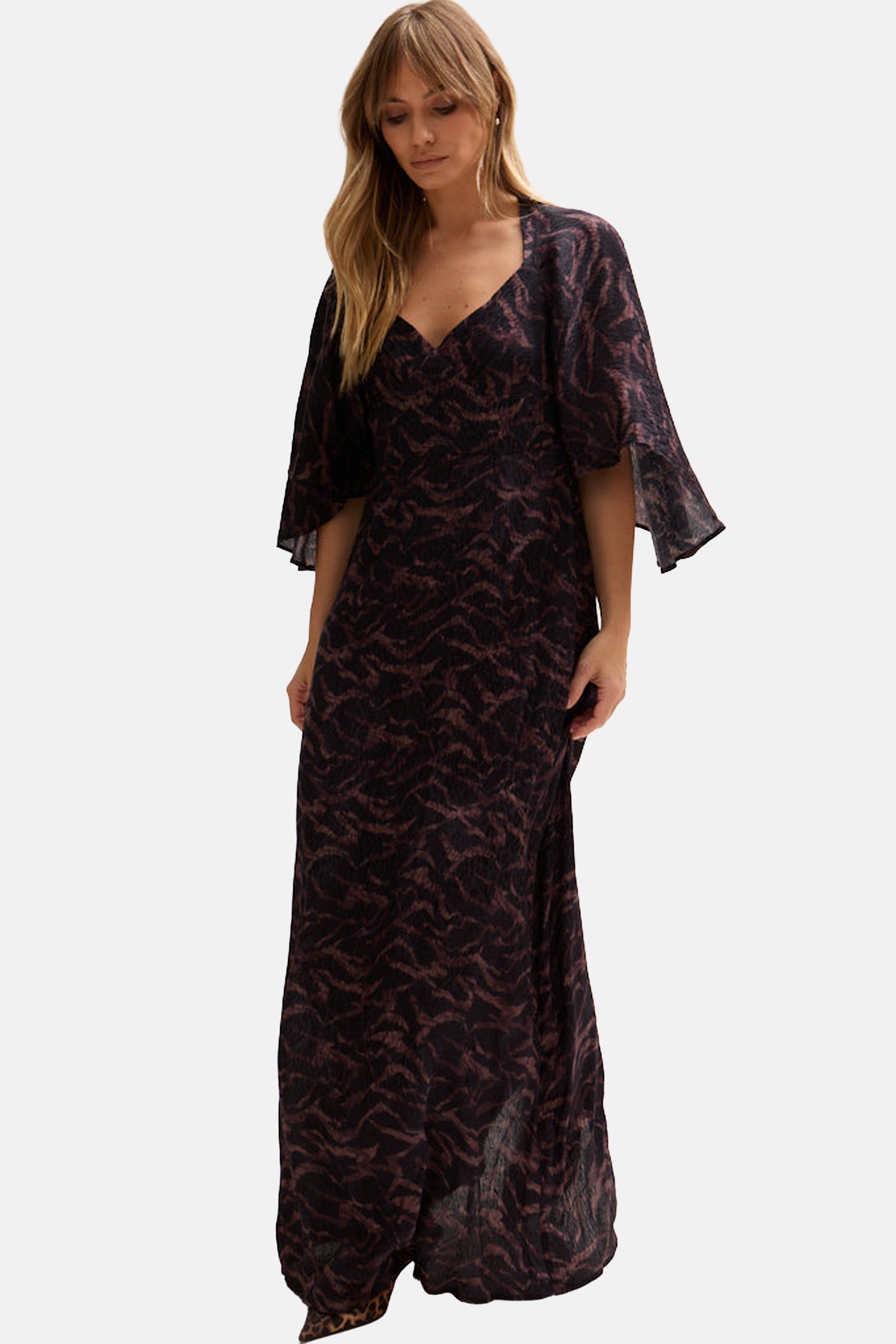 Lily and Lionel Midikleid »Lydia Angel Sleeve Midnight Tiger Print Maxi Dress Damen«