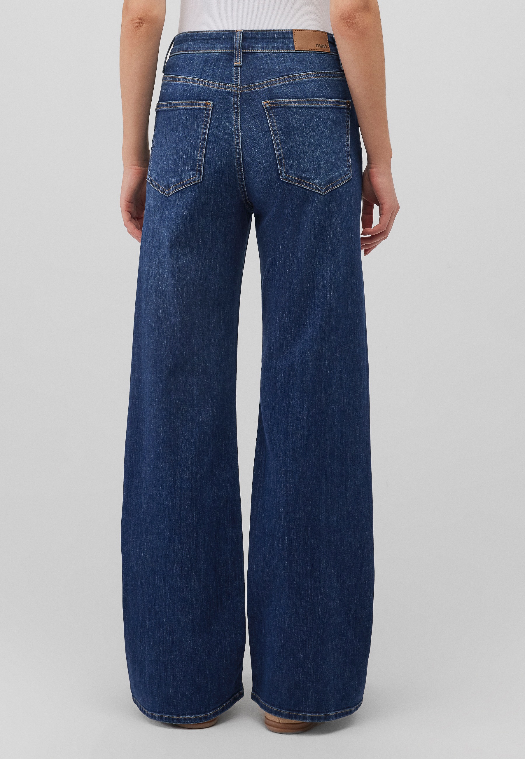 Weite Jeans MAVI "MALIBU", Damen, Gr. 26, Länge 36, blau (dunkelblau everyday), 87% Baumwolle 11% Recyceltes Polyester 2% Elasthan, weit normal, Jeans, Loose Wide Leg Jeans 3