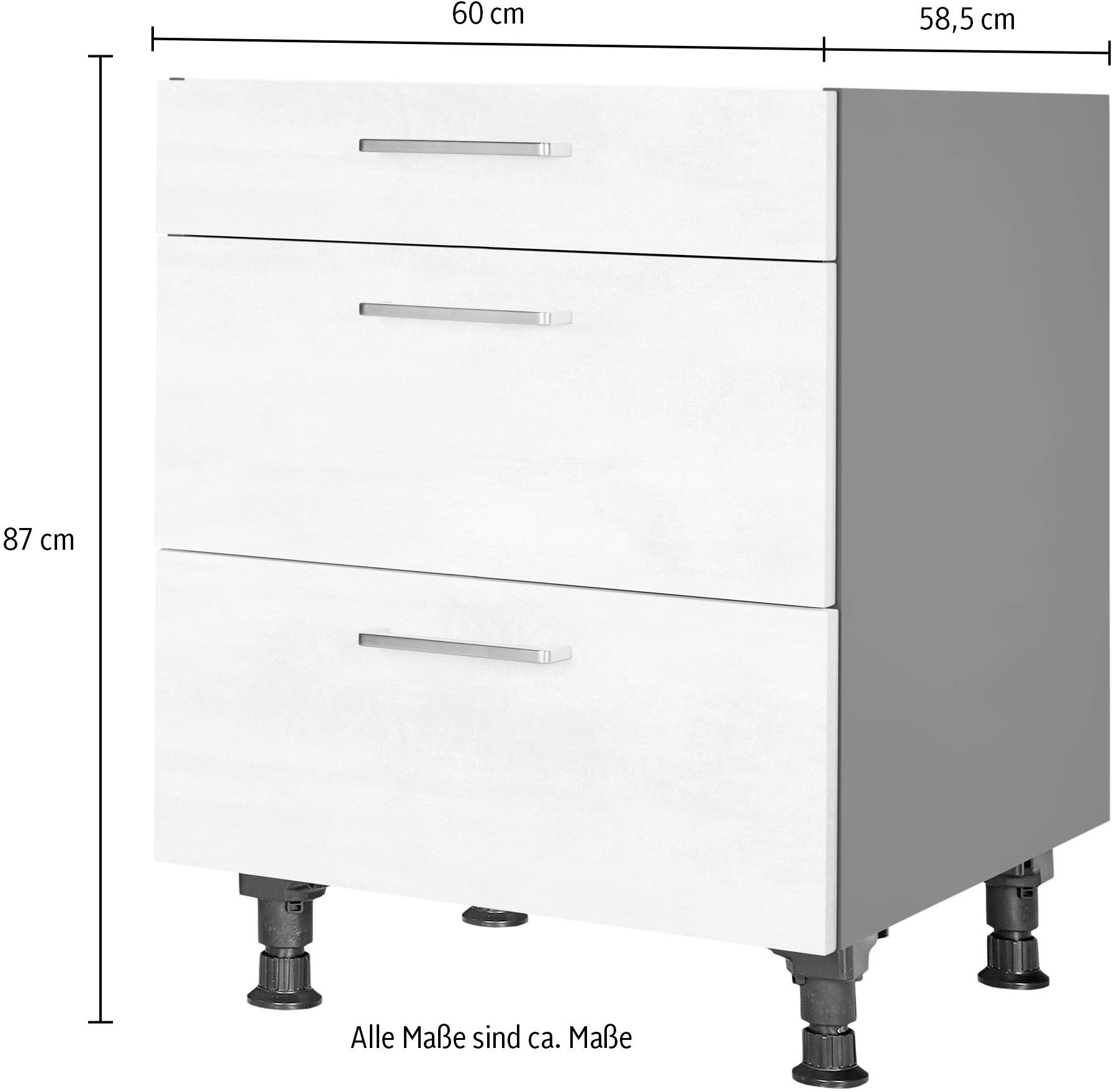 nobilia® Unterschrank »"Riva", vormontiert, mit höhenverstellbaren Sockelfüßen, in den«, Breiten 30, 45, 60 und 90 cm, mit Schubkasten und Auszügen