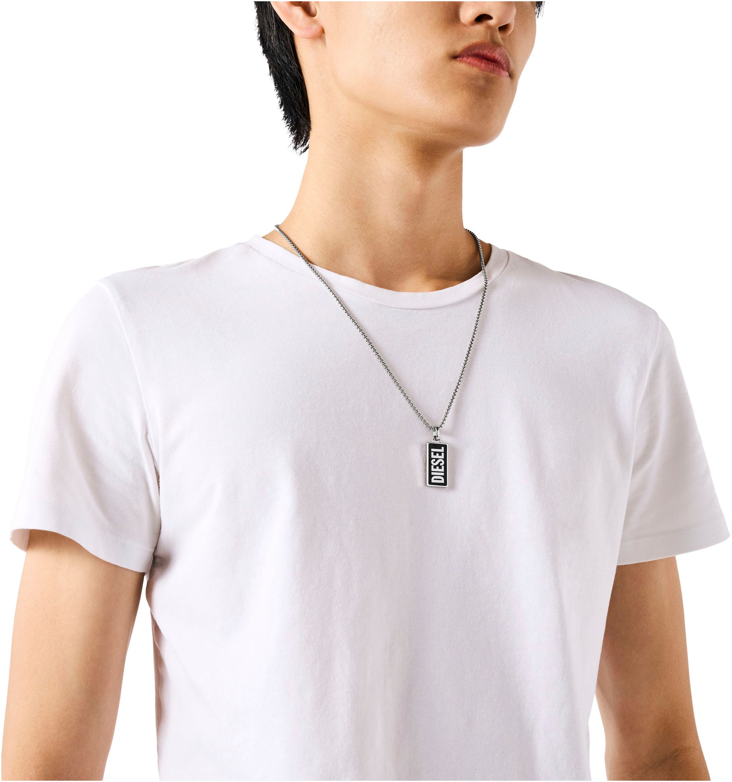 Diesel Kette mit Anhänger »Schmuck Geschenk Edelstahl DOGTAG Black Agate Signet, DX1515040«, mit Achat