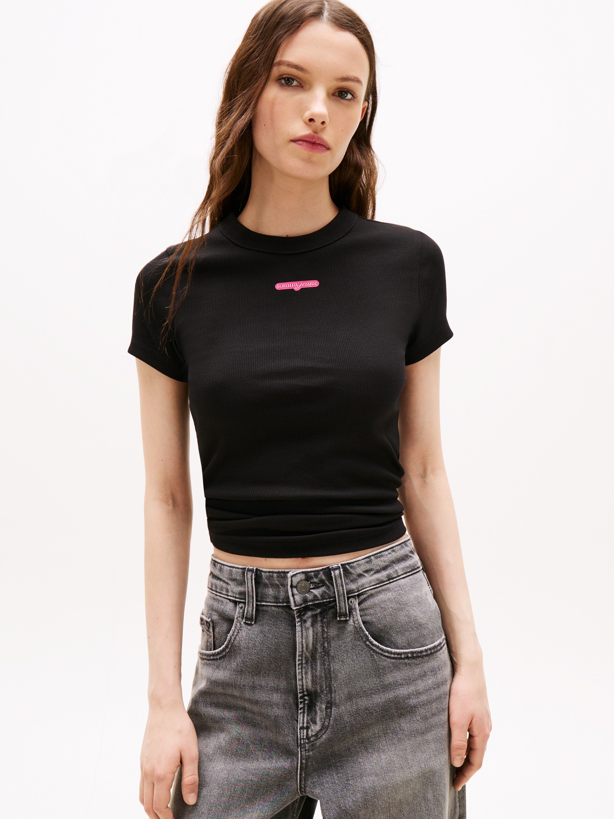 Tommy Jeans Kurzarmshirt "TJW SLIM SCRIPT LABEL SS TEE EXT" günstig online kaufen