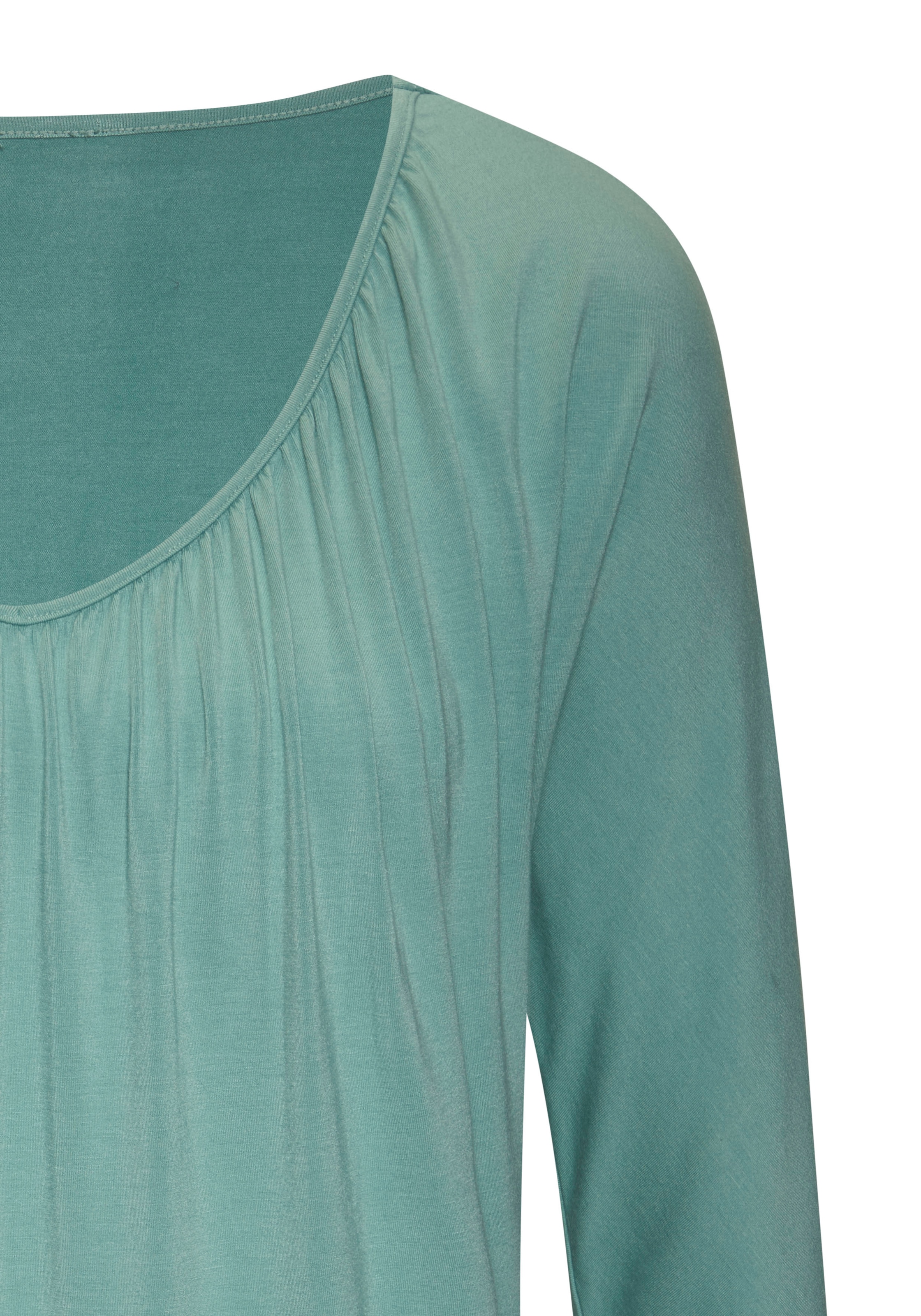 LASCANA 3/4-Arm-Shirt »mit zarter Raffung am Ausschnitt«, (2er-Pack), aus weichem Viskose-Stretch