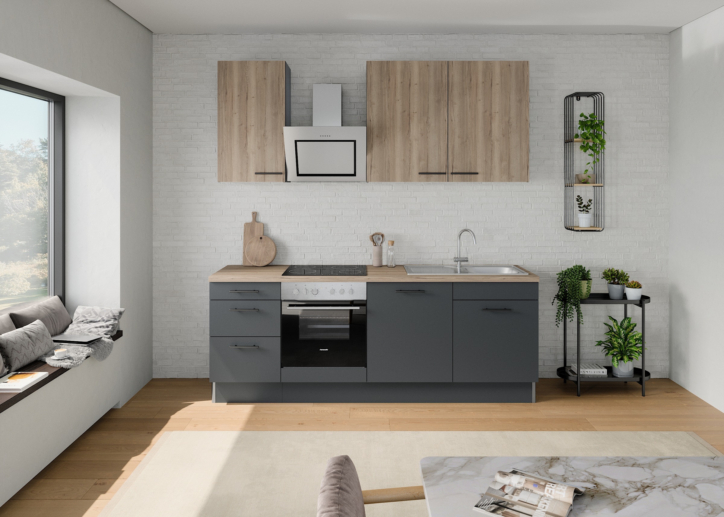 OPTIFIT Küchenzeile "Fiona", Breite 230 cm, mit Hanseatic-E-Geräten in Prem günstig online kaufen
