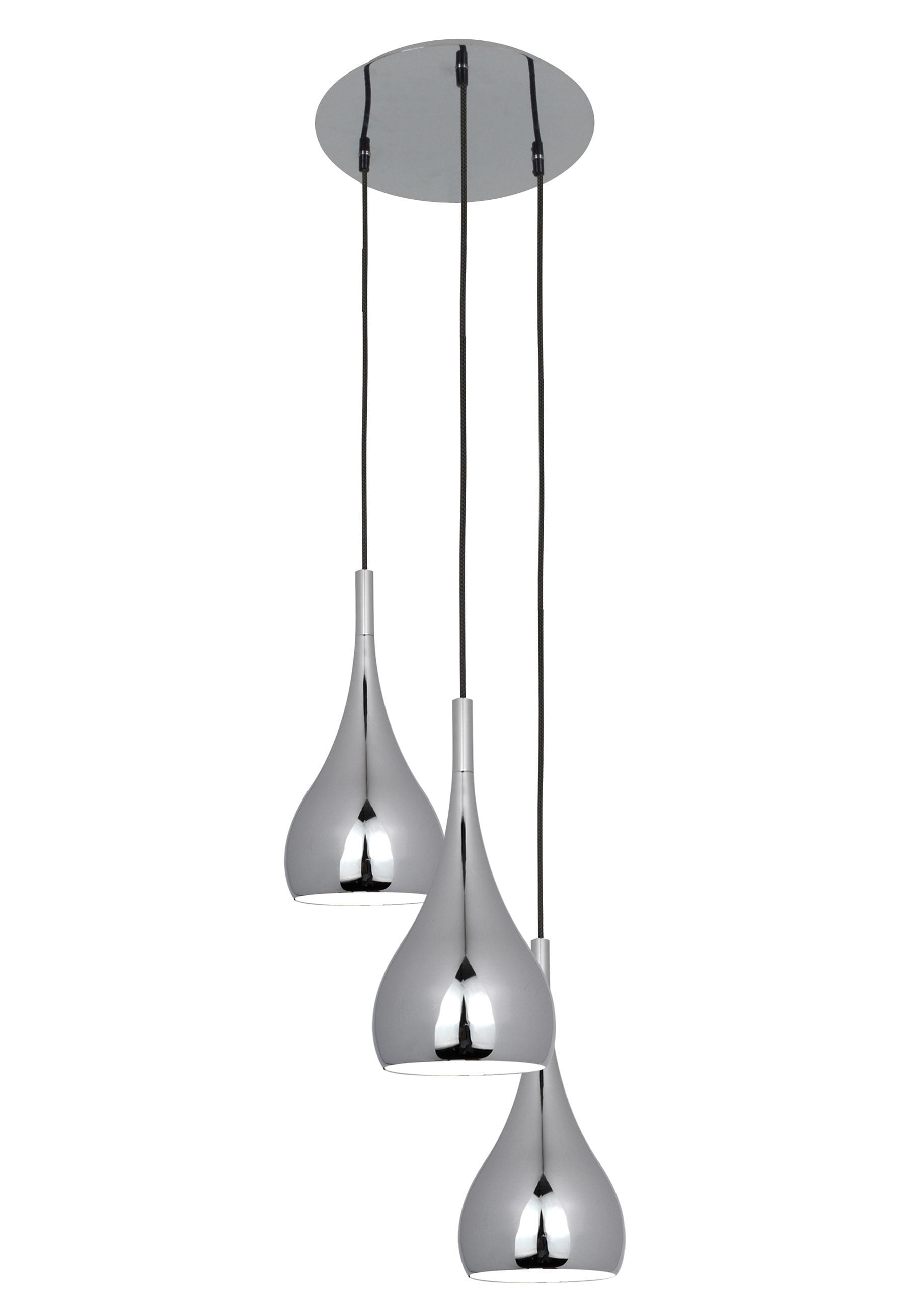 "NÄVE Pendelleuchte ""Retro"", schwarz (chromfarben, schwarz), 3, Ø 16cm H: 80cm, Leuchten, 3-flammig Hängeleuchte, Pendelleuchte, 3xE27, Farbe: