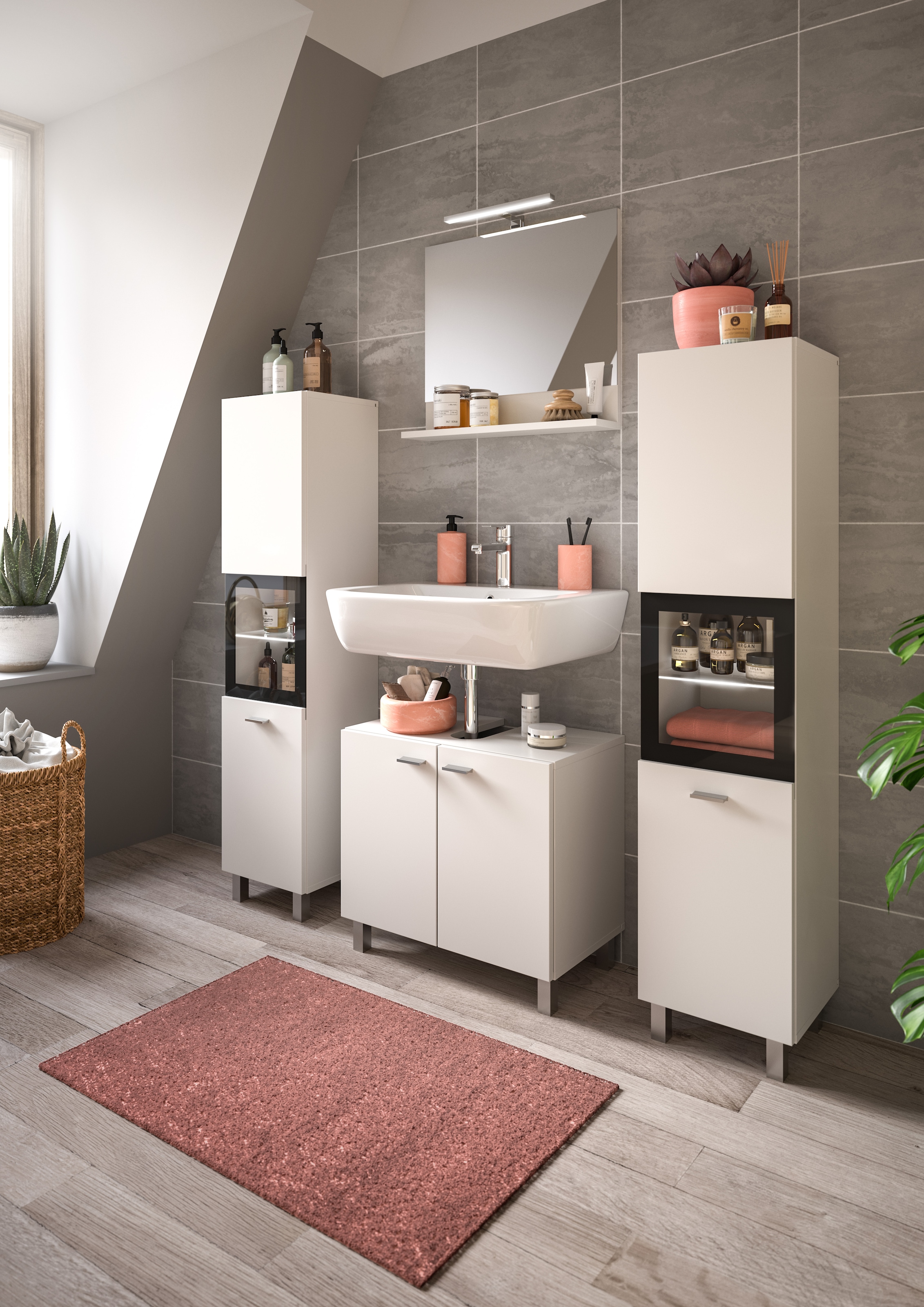 welltime Badmöbel-Set »Tampa, Breite 137cm, 4-teilig« 4 Stk. tlg.