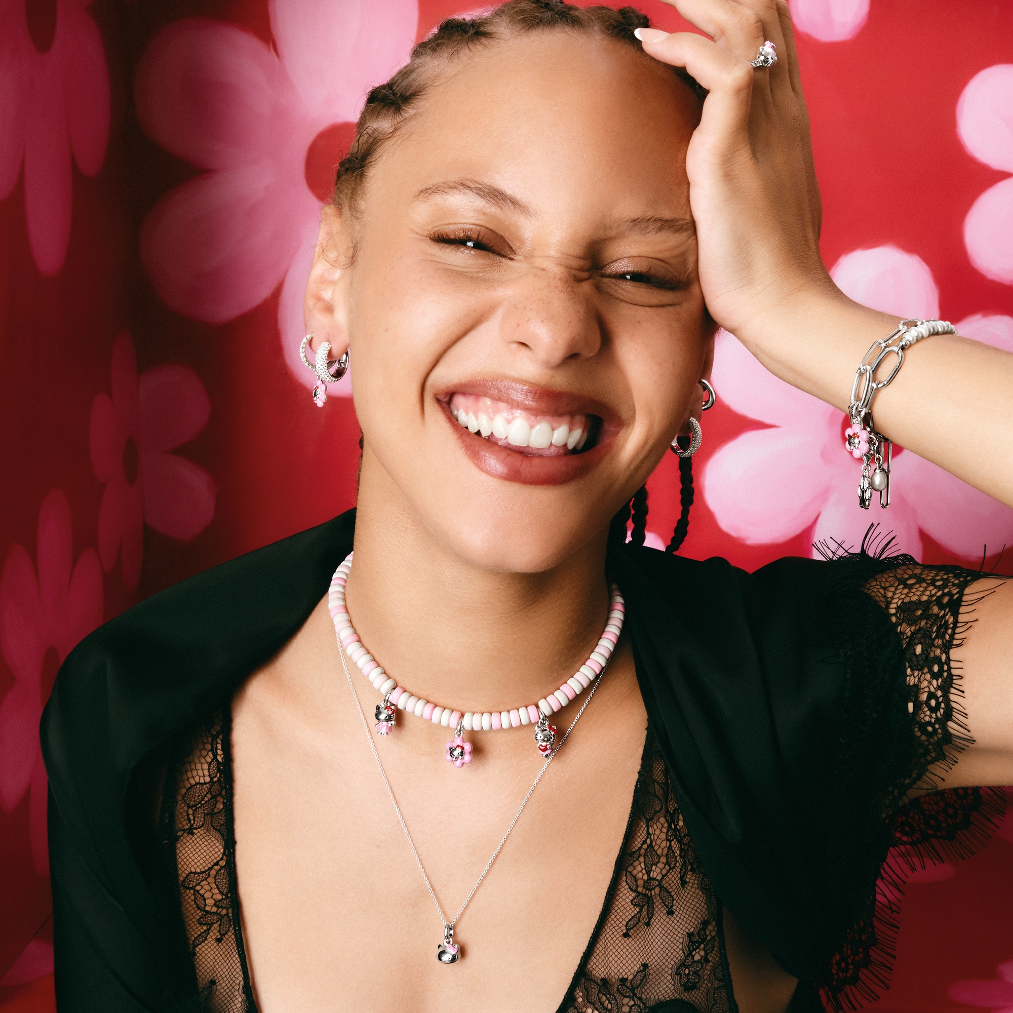 THOMAS SABO Kette mit Anhänger »THOMAS SABO ♡ Hello Kitty Kette mit pinker Schleife« Emaille