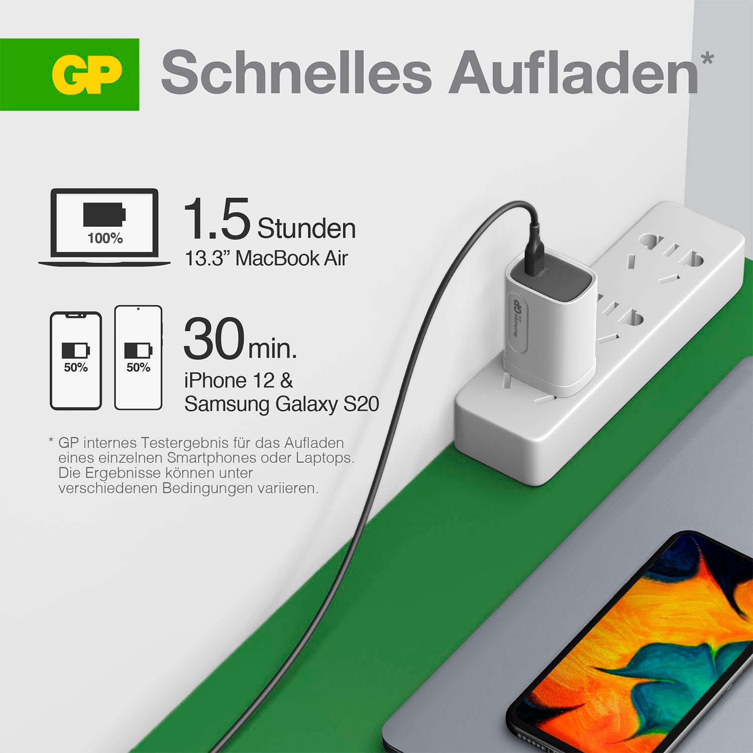GP Batteries USB-Ladegerät »65W 3 Port GaN USB-C Schnellladeadapter«, Reiseadapter