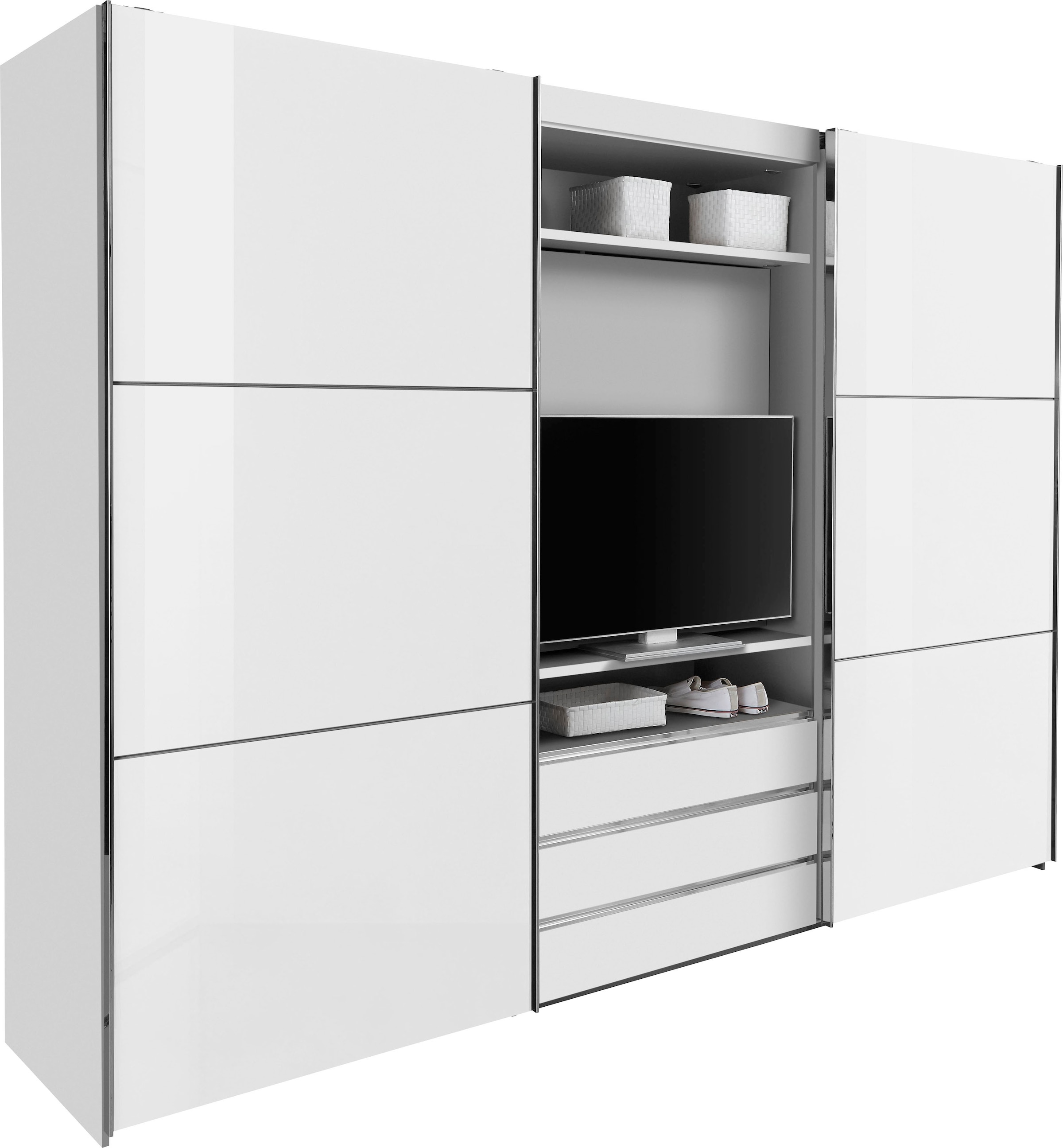 Wimex Schwebetürenschrank "Magic by fresh to go", tolles EXTRA: mit drehbarem TV-Element, Fronten aus Glas