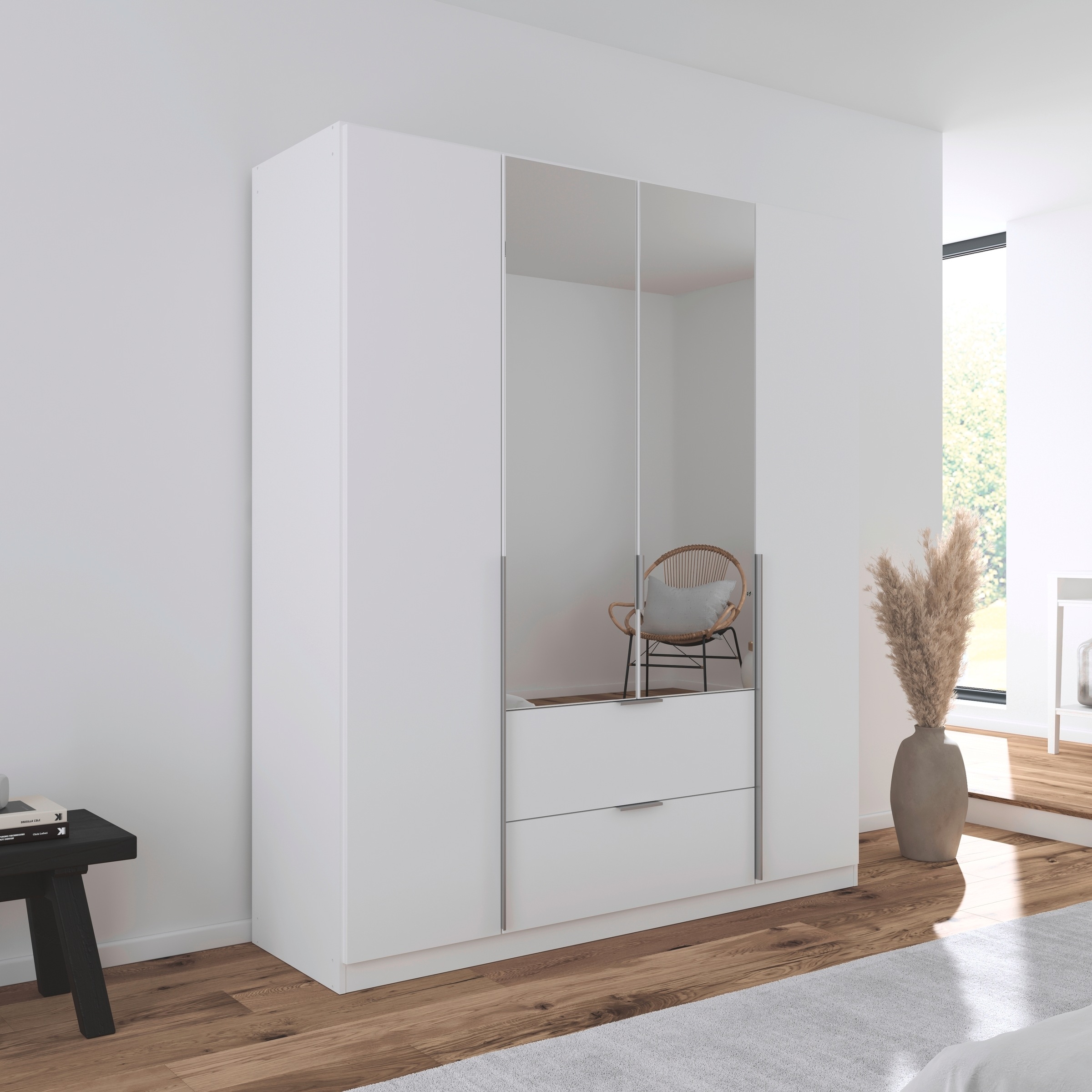 rauch Drehtürenschrank »Kleiderschrank Schrank Garderobe AGORDO mit Dekor- oder Hochglanzfront«, mit Außenschubkästen, in 6 Breiten und 2 Höhen MADE IN GERMANY