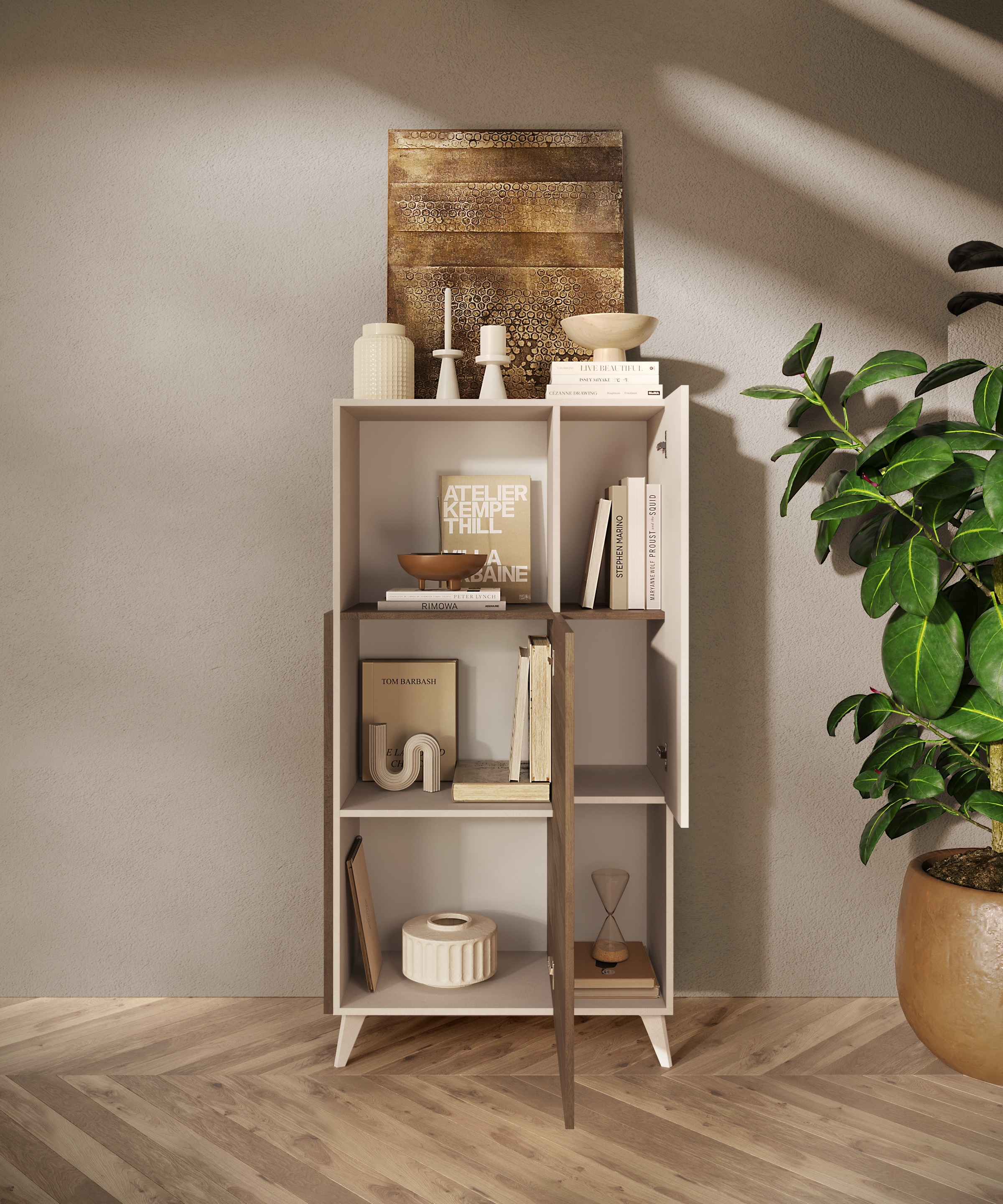 INOSIGN Highboard »Monaco Höhe 154 cm, Kommode mit 2 Türen«, Soft/Self Closing