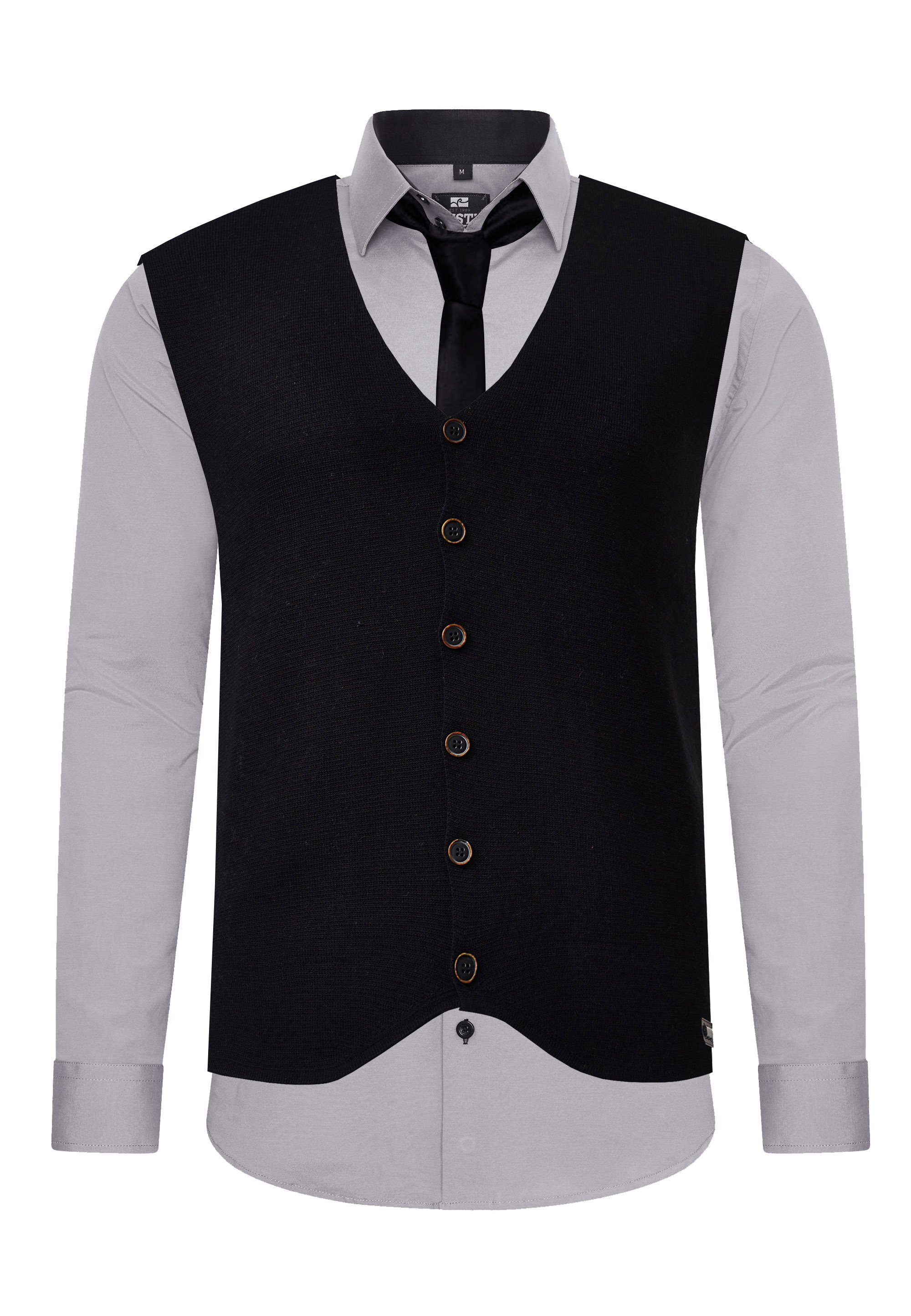 Thumbnail - Rusty Neal Langarmhemd, mit Weste und Krawatte