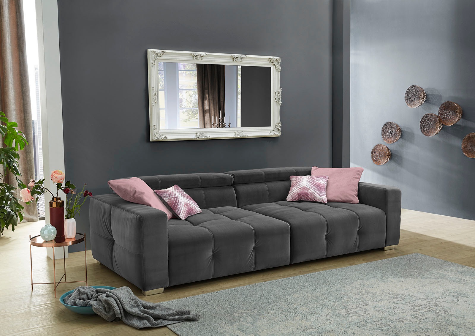 Thumbnail - Jockenhöfer Gruppe Big-Sofa "Trento" mit Wellenfederung, Sitzkomfort und mehrfach verstellbare Kopfstützen