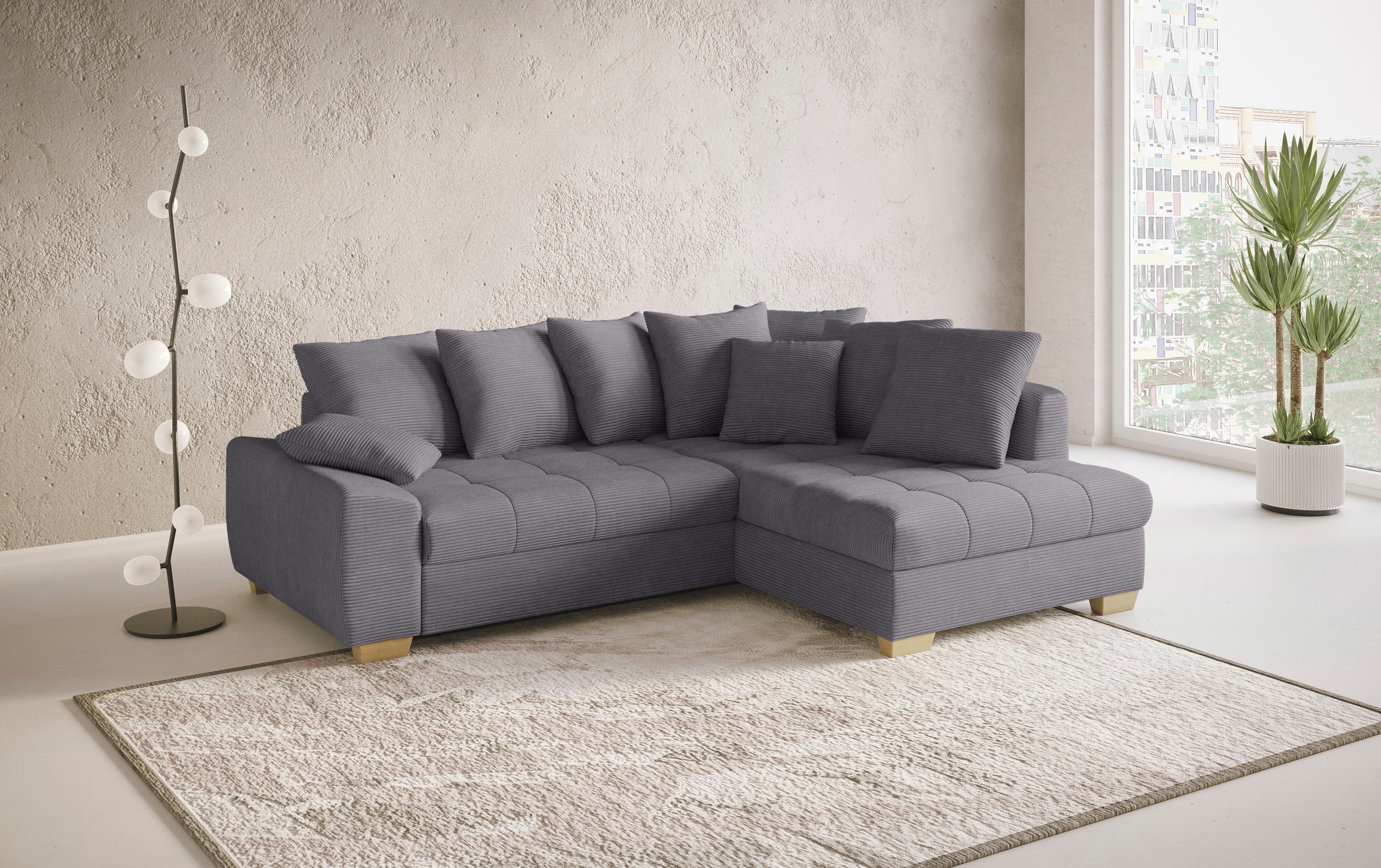 Mr. Couch Ecksofa »Nikita II, L-Form«, Wahlweise mit Bettfunktion, Bettkasten & RGB-LED-Beleuchtung