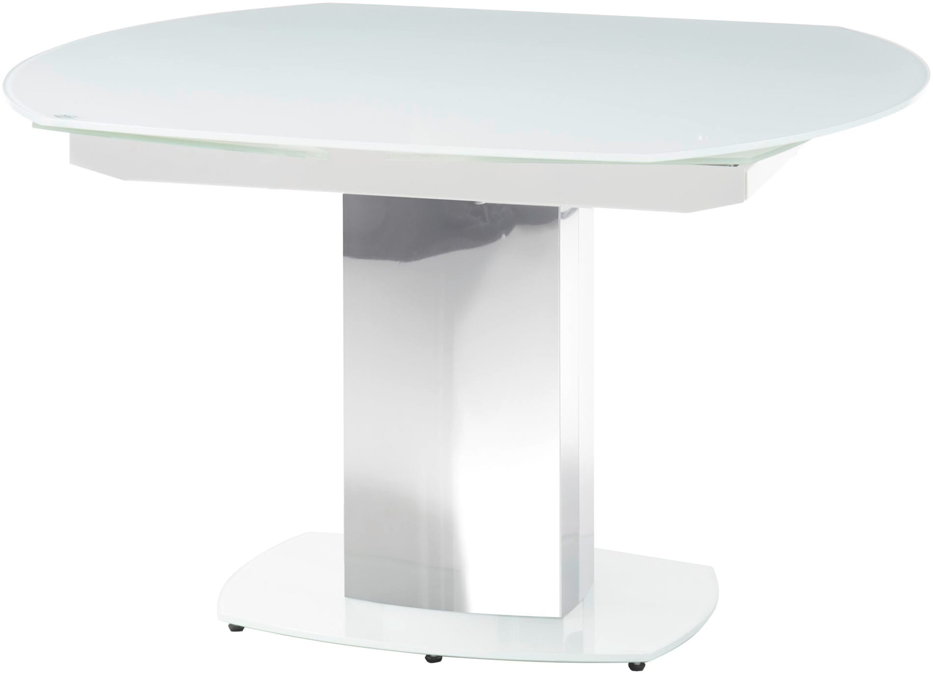 Stolkom Esstisch »Jackson Glastisch Weiß, Tisch ausziehbar, BxHxT 130-190x75x105 cm«, Automatische beidseitiger Drehauszug, Tischplatte in Super White