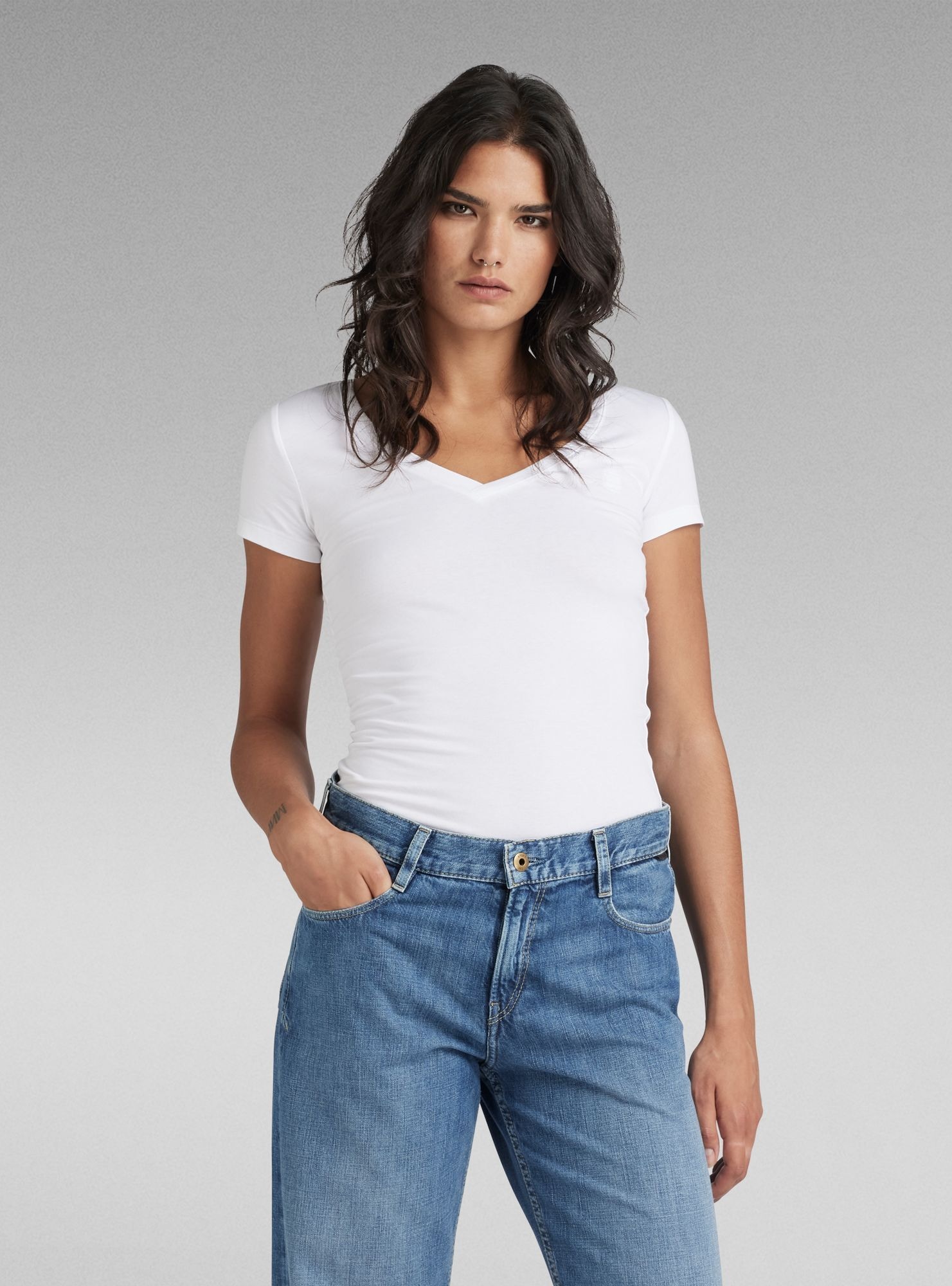 G-STAR T-Shirt "Base V-Neck Cap Top" günstig online kaufen