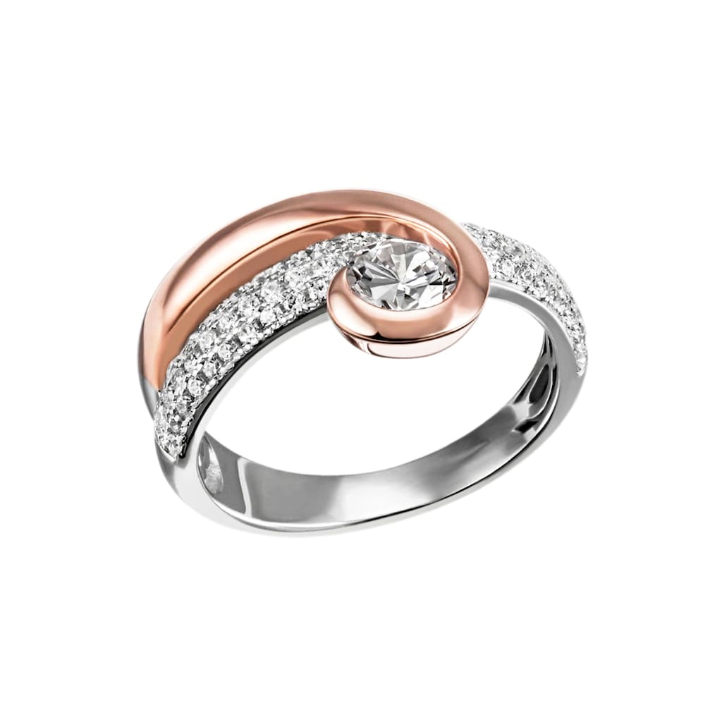 Firetti Fingerring »Schmuck Geschenk Silber 925 Silberring bicolor glitzernd«