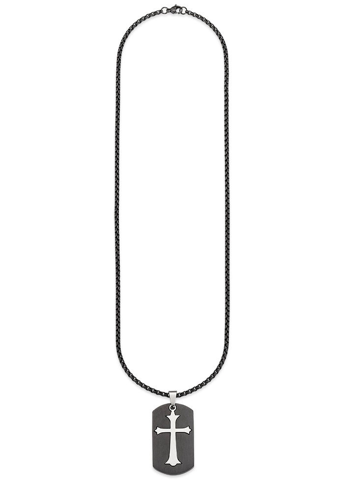 Bruno Banani Kette mit Anhänger »Schmuck Geschenk, Halskette Kreuz Venezianerkette Silber Schwarz«