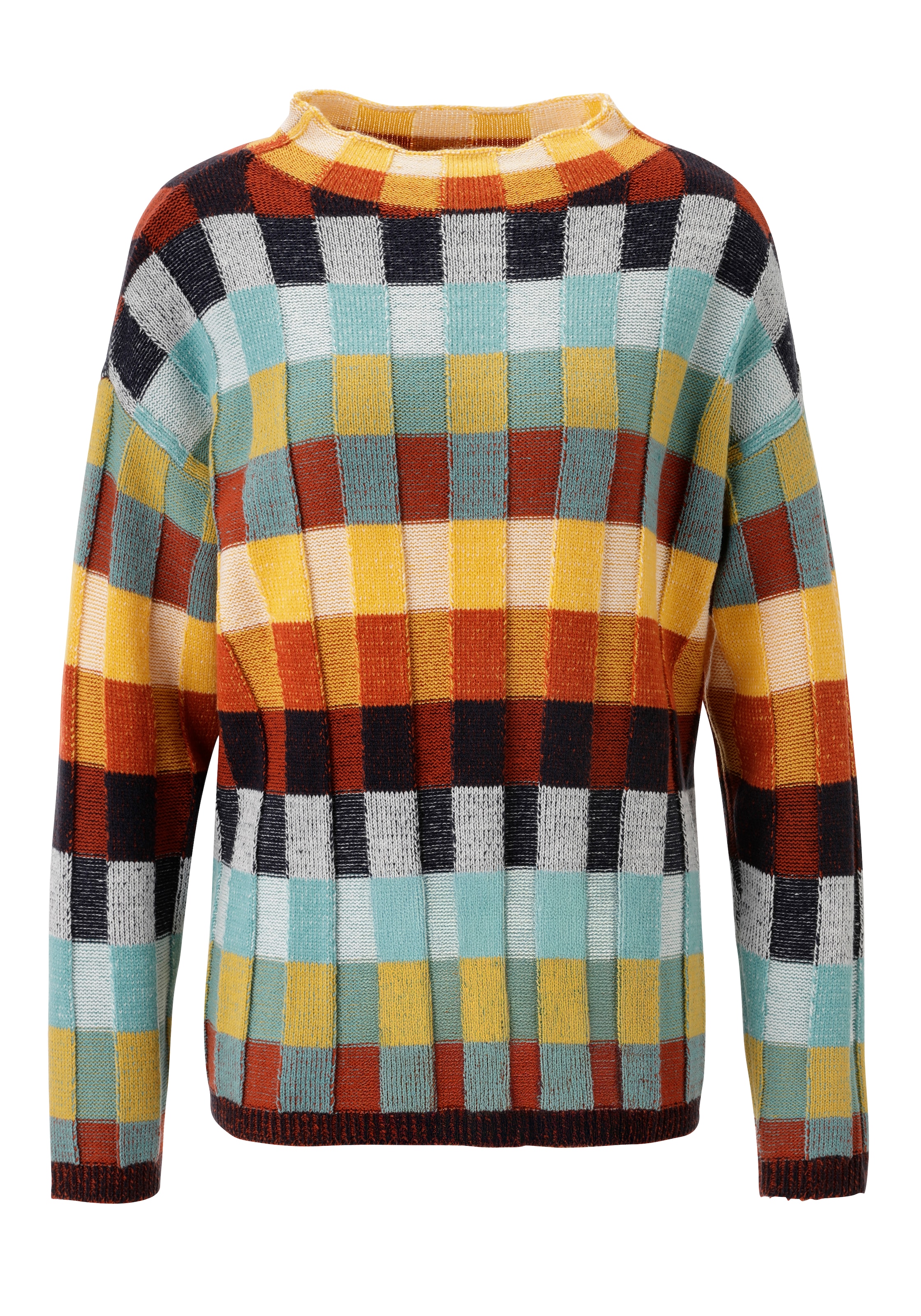 Aniston SELECTED Strickpullover, mit mehrfarbig strukturierten Karomuster - NEUE KOLLEKTION