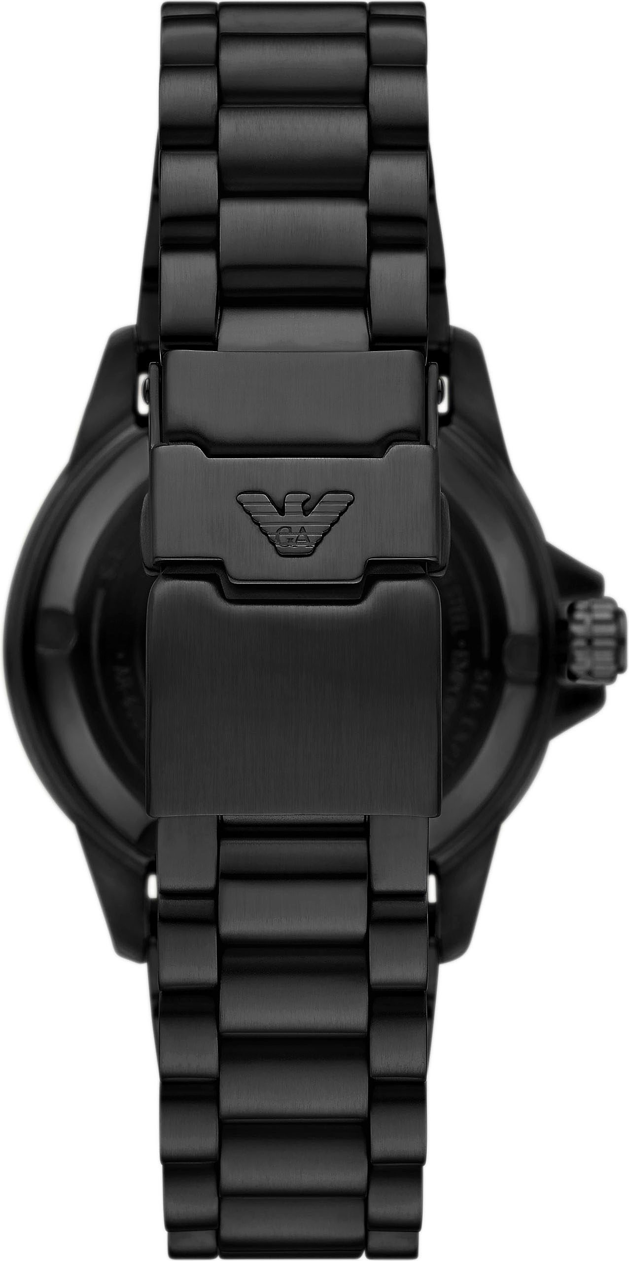 Emporio Armani Automatikuhr, Armbanduhr, Herrenuhr, Mechanische Uhr, Edelstahlarmband, analog, Tag