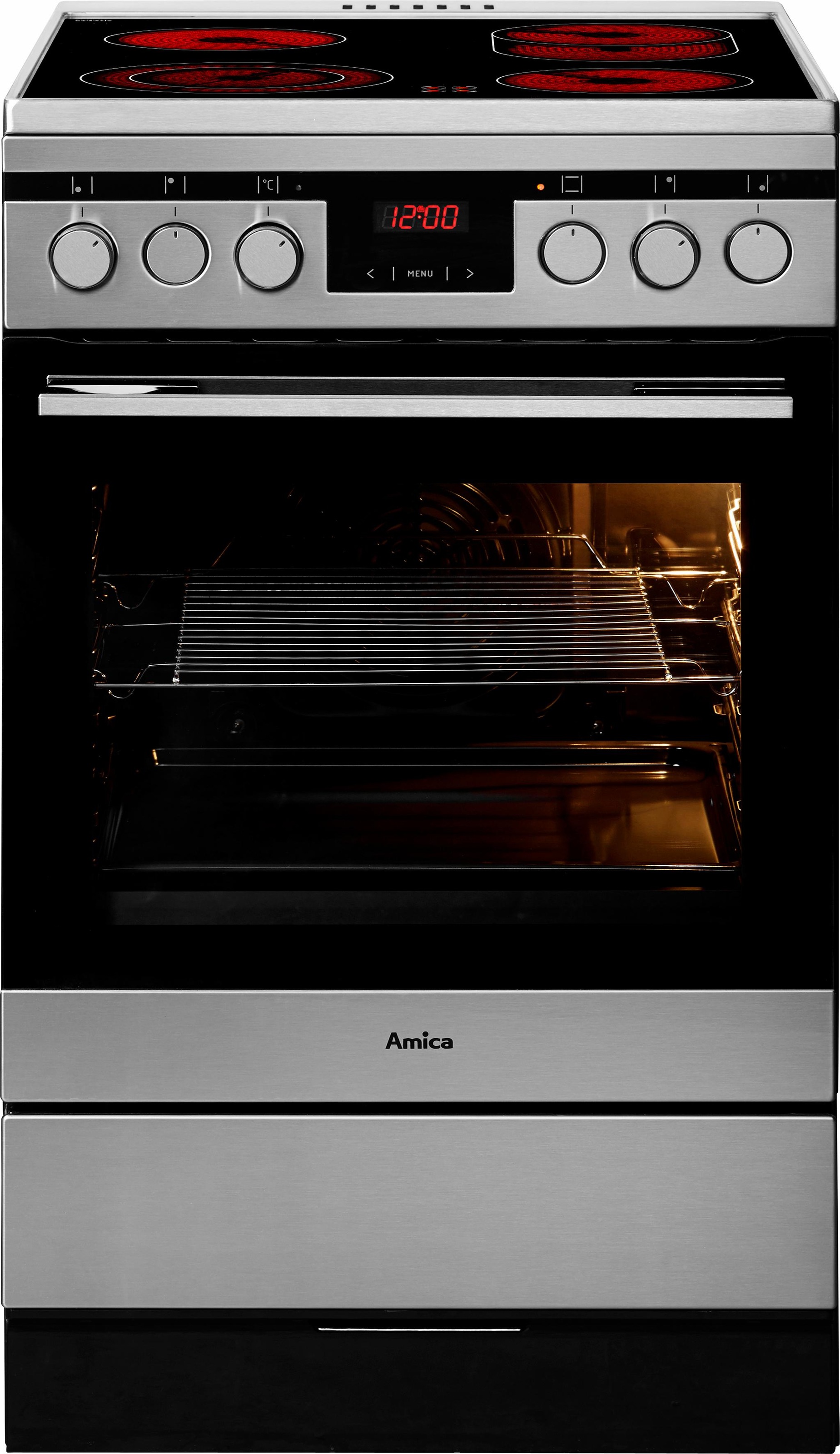 AMICA Elektro-Standherd "SHC 11587 E", Energieeffizienz: A (A+++-D), silber (edelstahlfarben), Herdsets, Komfortables Kochen und Backen mit bequemer Handhabung, Topseller