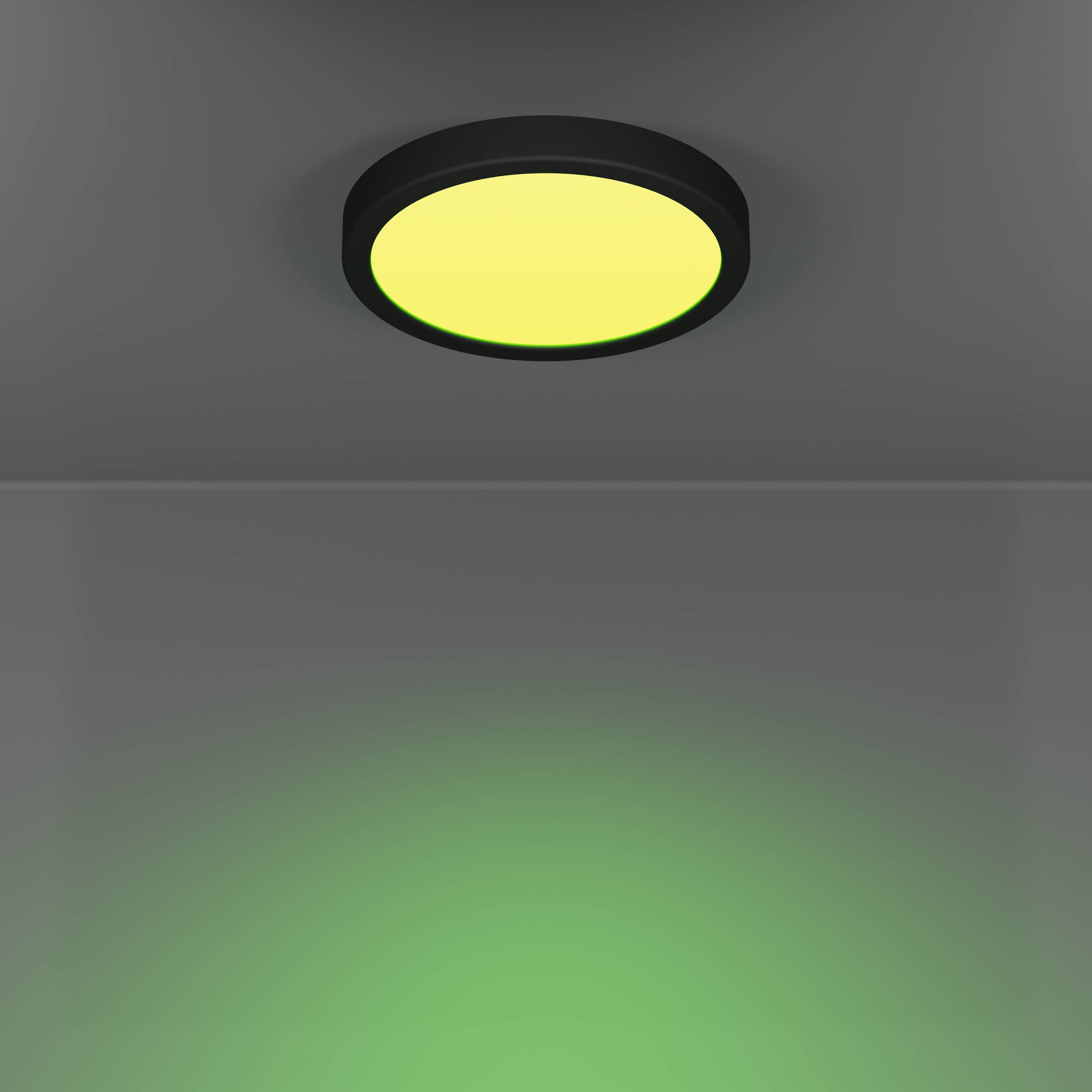 EGLO Aufbauleuchte »Fueva 6-Z Deckenlampe, ZigBee, App und Sprachsteuerung, Badlampe, IP44« LED-Modul 1 Stk. Kaltweiß | RGB Aufbauleuchte - H2,5 x Ø21,1 cm - schwarz - 11,2W inkl.