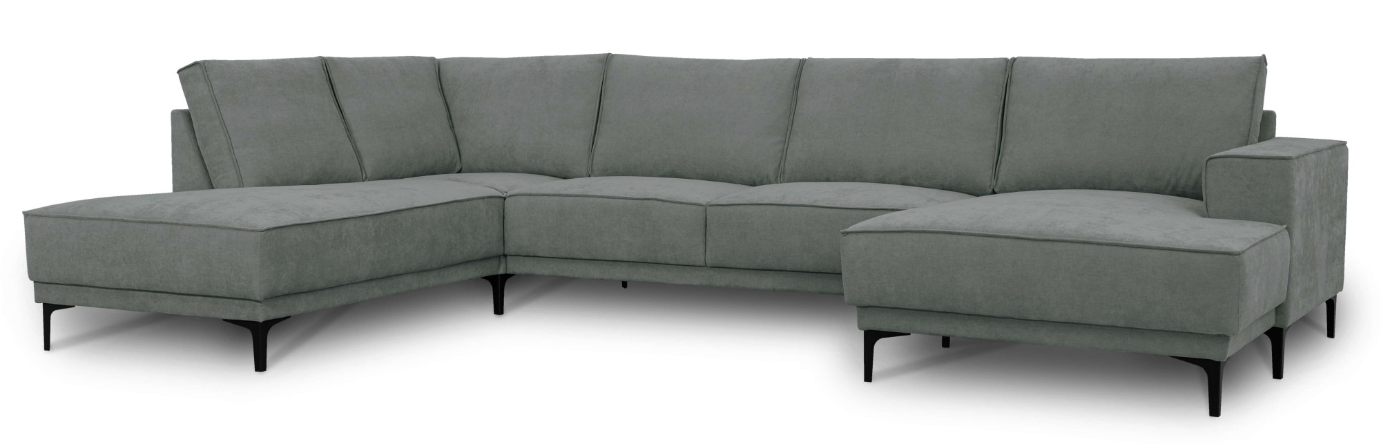 Places of Style Wohnlandschaft »XXL Sofa Oland, Struktur, Flachgewebe, Luxus-Microfaser, Boucle«, U-Form, 345 cm, Wellenunterfederung, Skandi-Design, Metallfüße