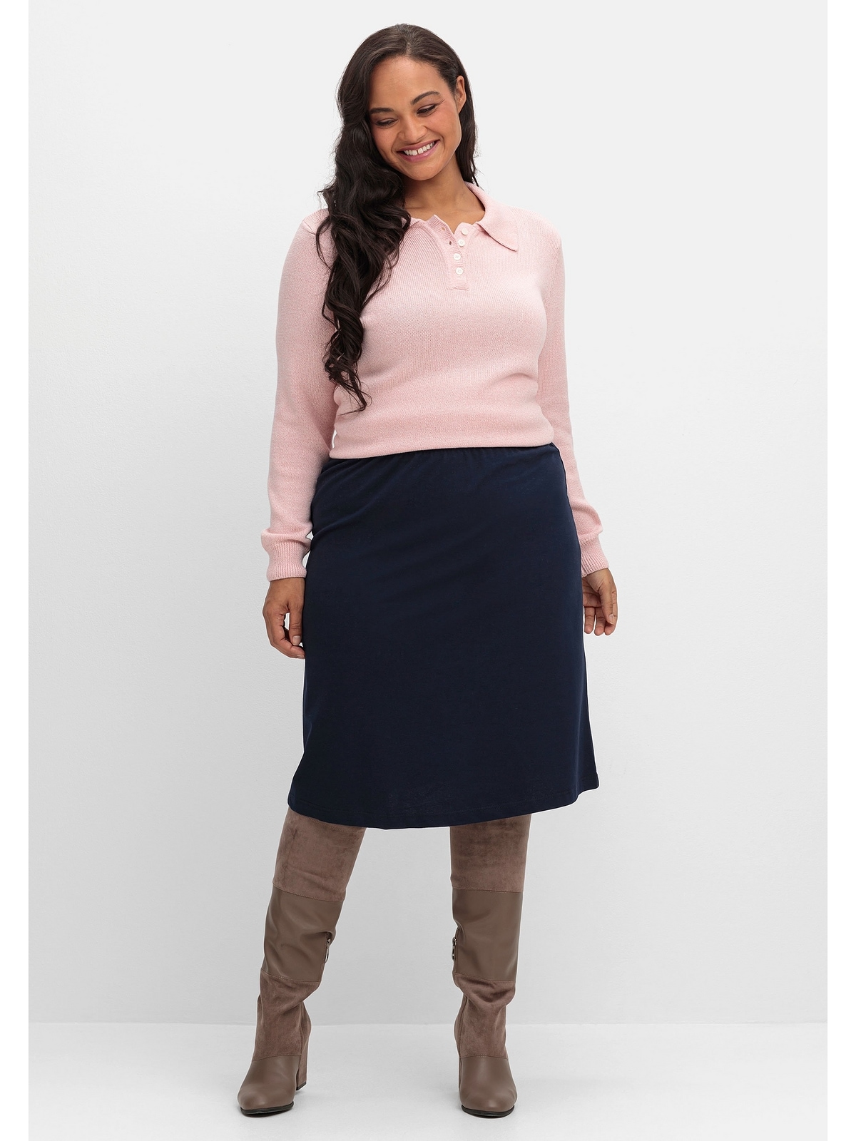 Sheego Strickpullover »Große Größen«, mit Polokragen, in melierter Optik