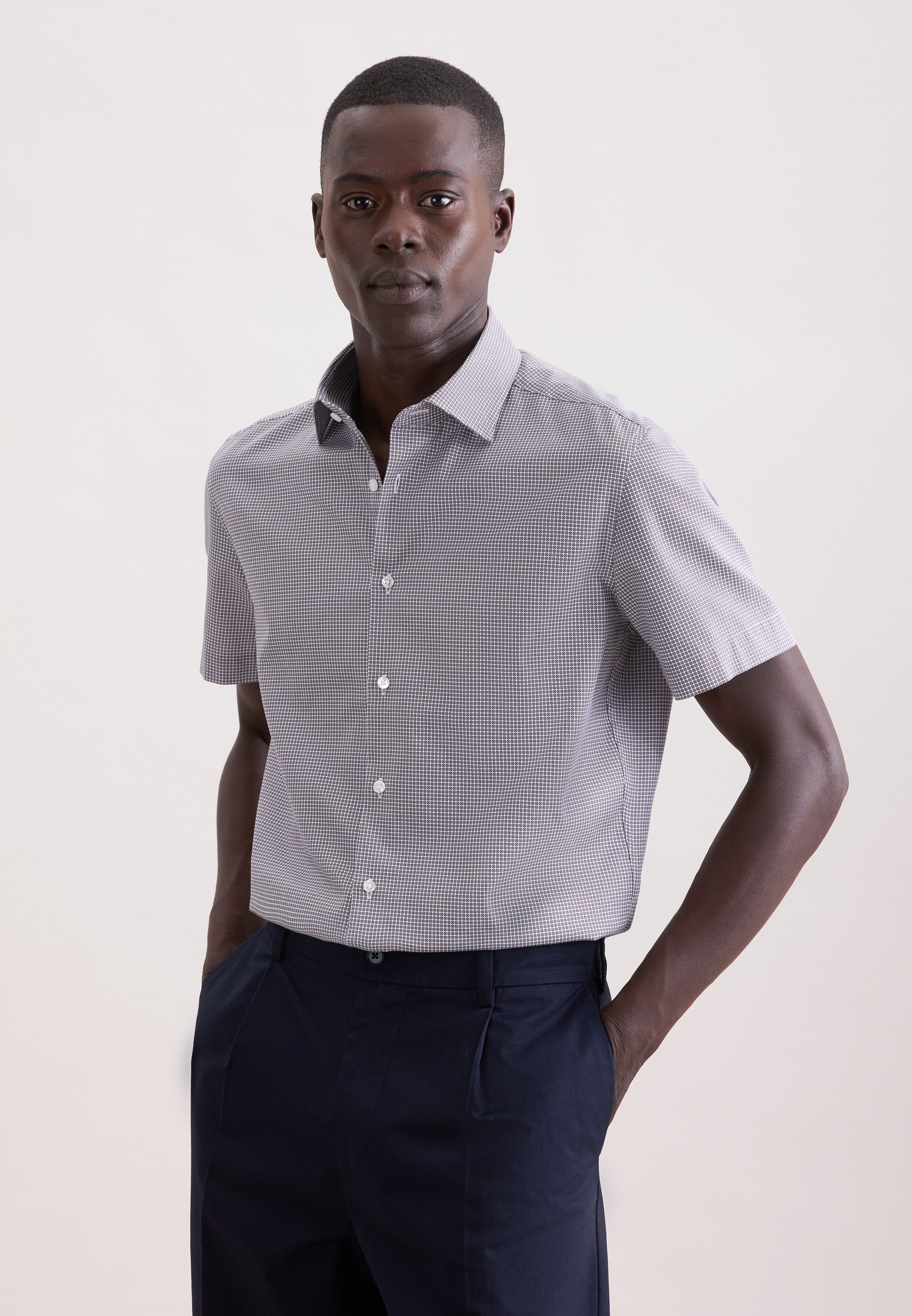 seidensticker Businesshemd "Schwarze Rose" Shaped 1/2 Kentkragen Druck günstig online kaufen