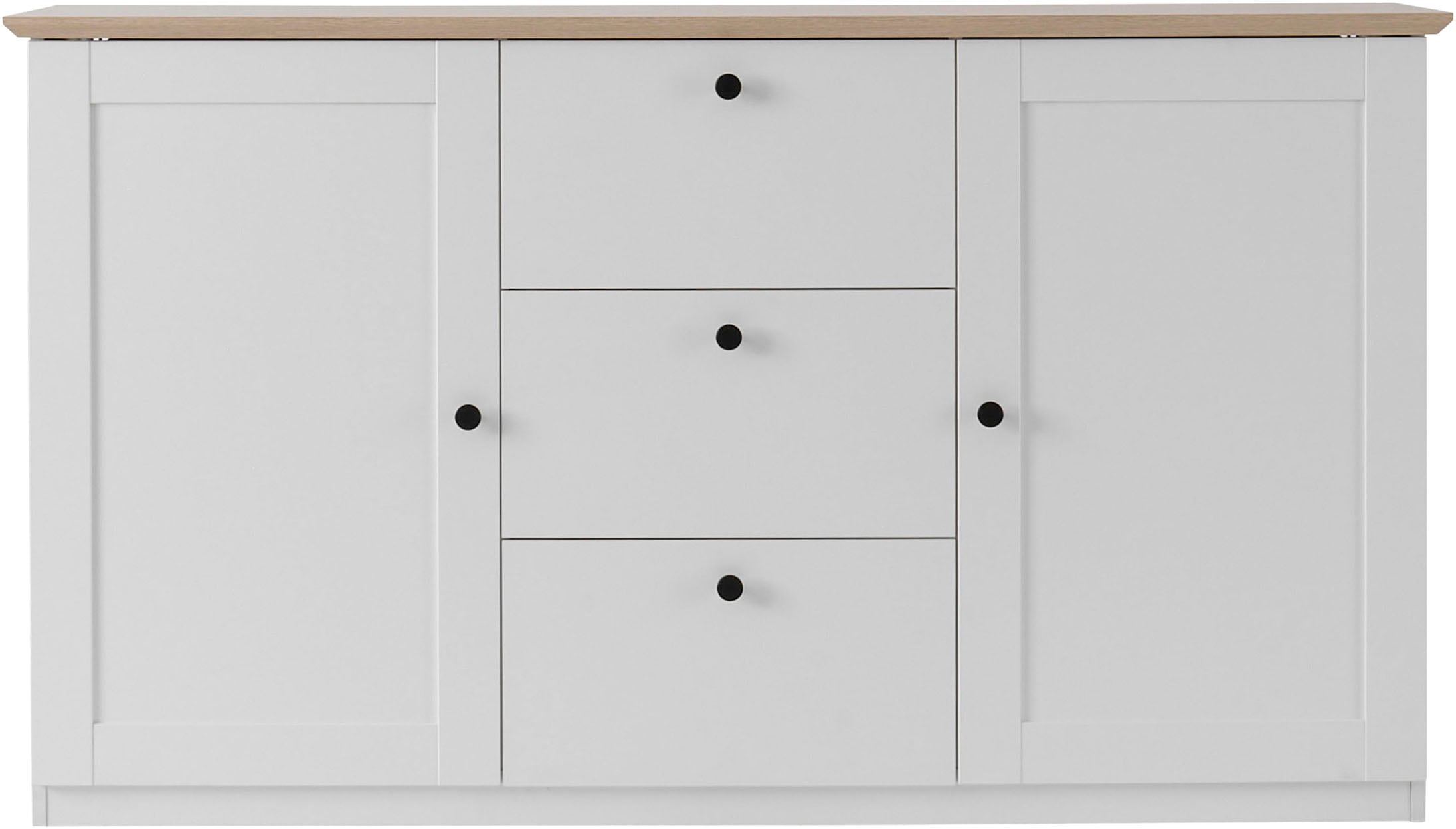 OTTO home Sideboard »Brest, Schrank im Landhausstil, Kommode, zeitloses Stauraumelement« schwarze Metallgriffe, ausreichend Stauraum, 164 cm breit