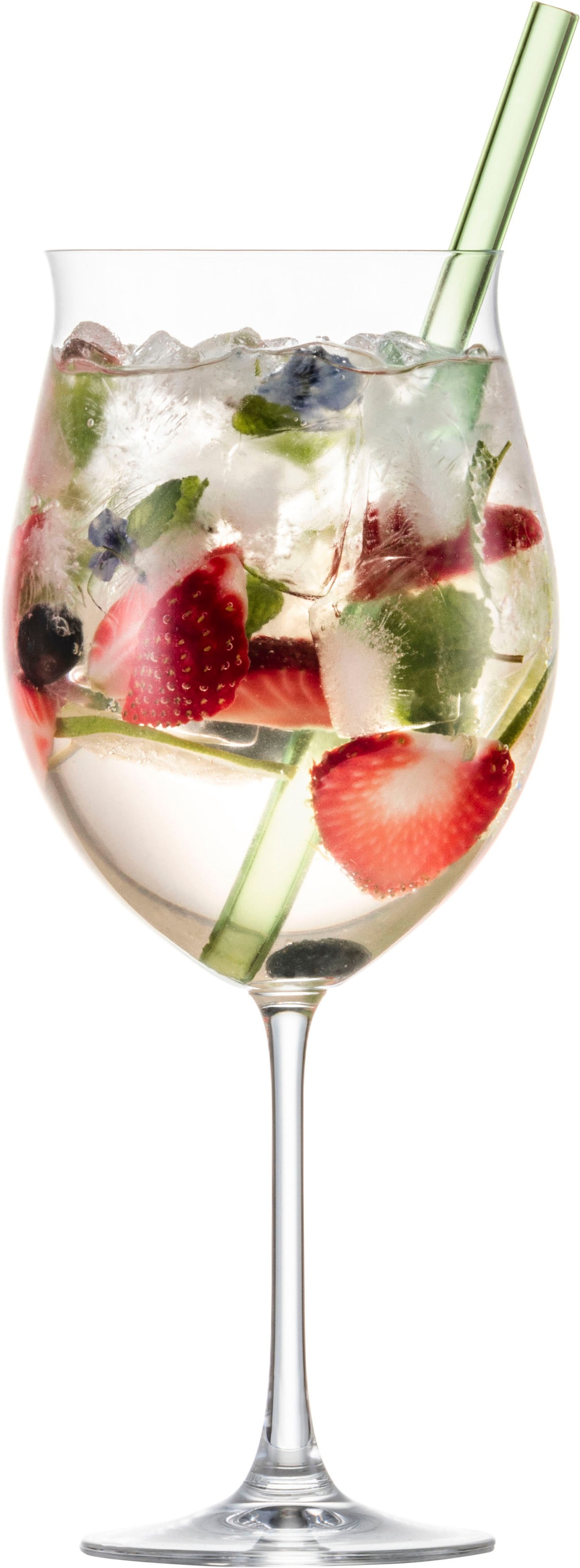 Eisch Cocktailglas »SECCO FLAVOURED«, (Set, 2 tlg., 2 Gläser im Geschenkkarton), Fruity, mit grünem Glashalm, 2-teilig