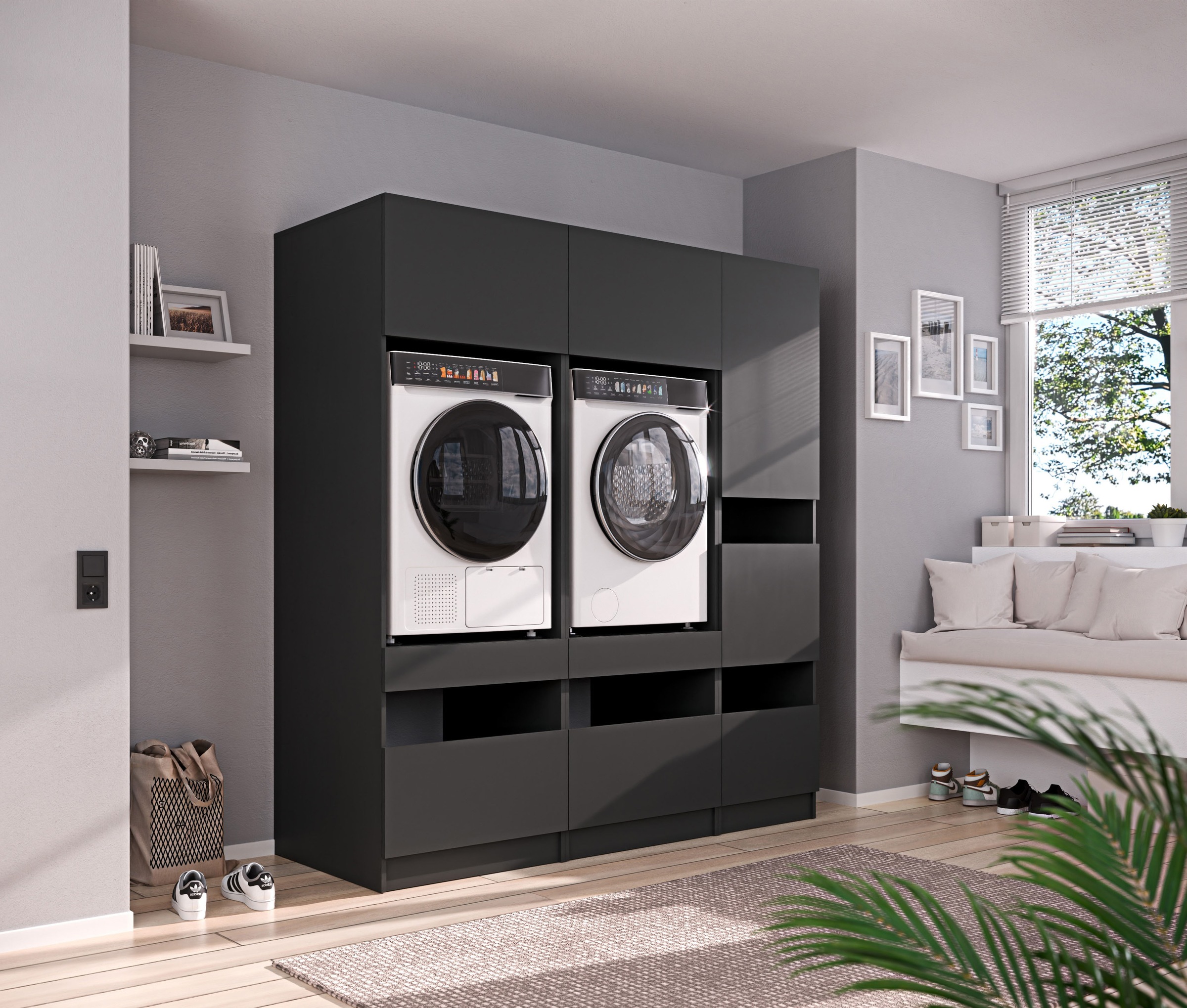 BASIC by Balculina Mehrzweckschrank-Set »Washhome B/T/H 186x68x200 cm« 3 Stk. tlg.