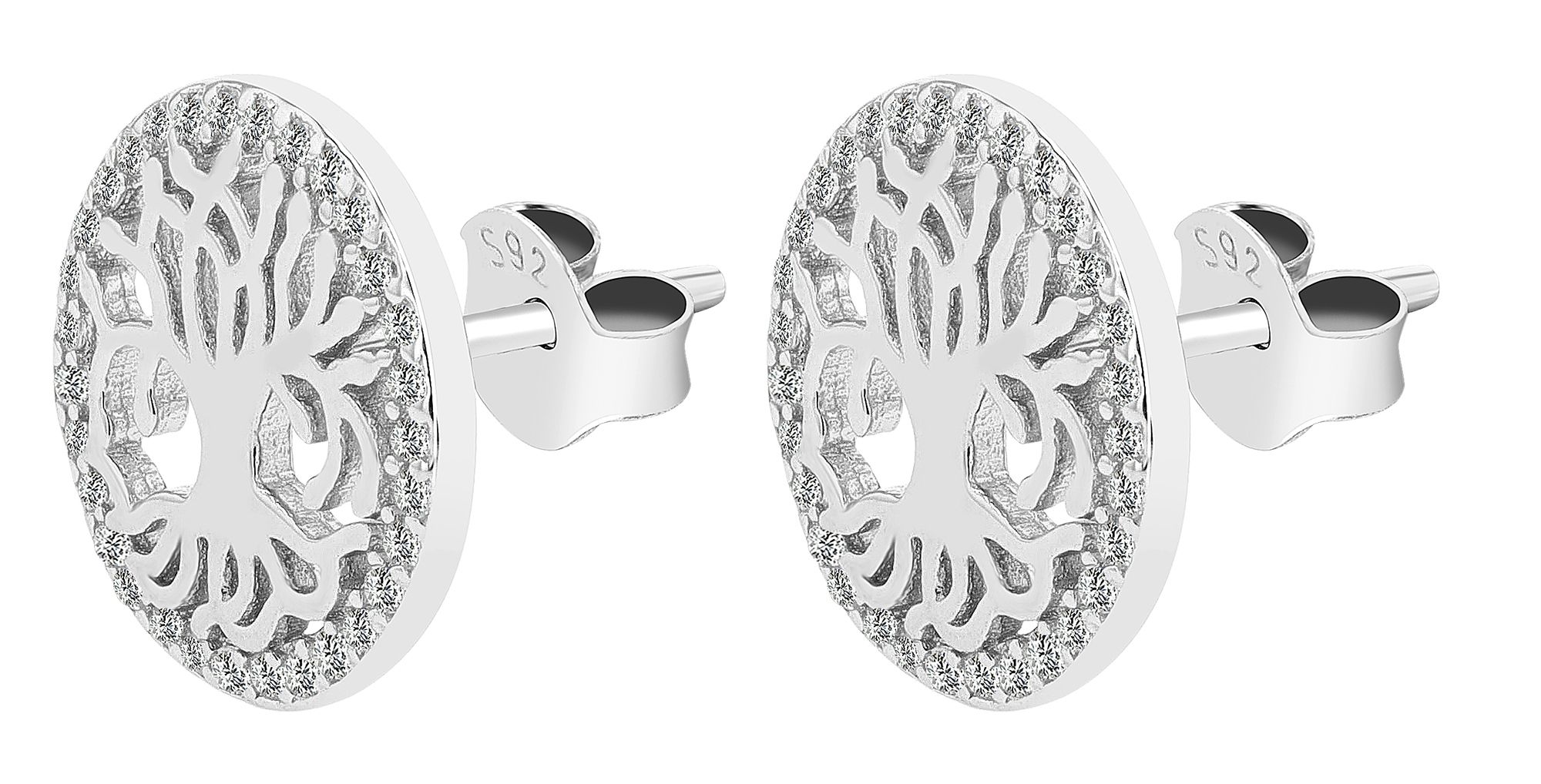 Adelia´s Paar Ohrhänger "Ohrringe – Ohrstecker Lebensbaum aus 925 Silber mit Zirkonia" Zum Verschenken – ideal zum Weihnachten