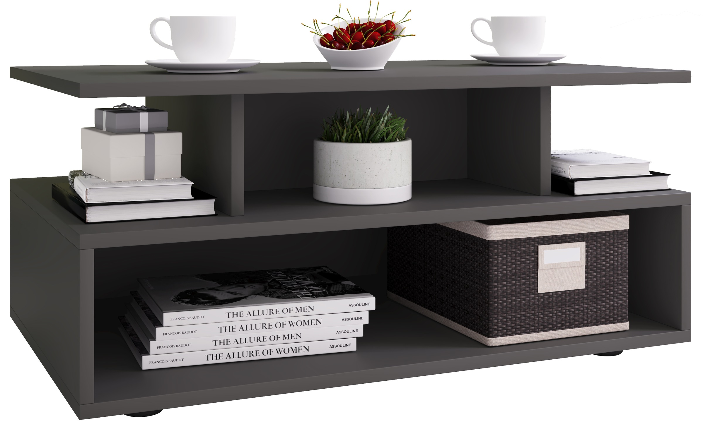 Couchtisch VCM, B:80cm T:50cmanthrazit, Wohnzimmer, Tische, "Holz Sofatisch Couchtisch Wohnzimmertisch Esila"